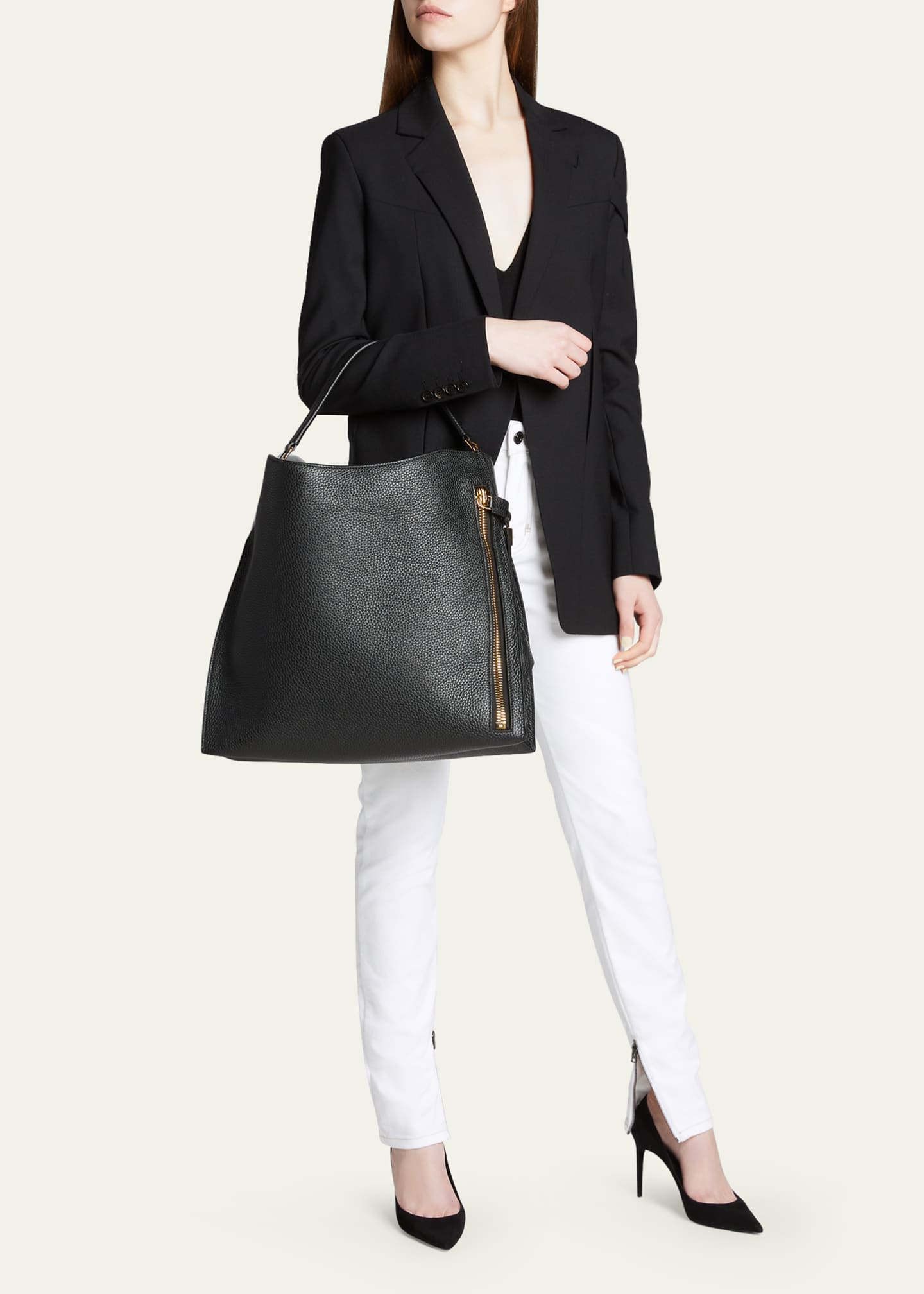 TOM FORD Alix Hobo Large in Grained Leather - Bergdorf Goodman