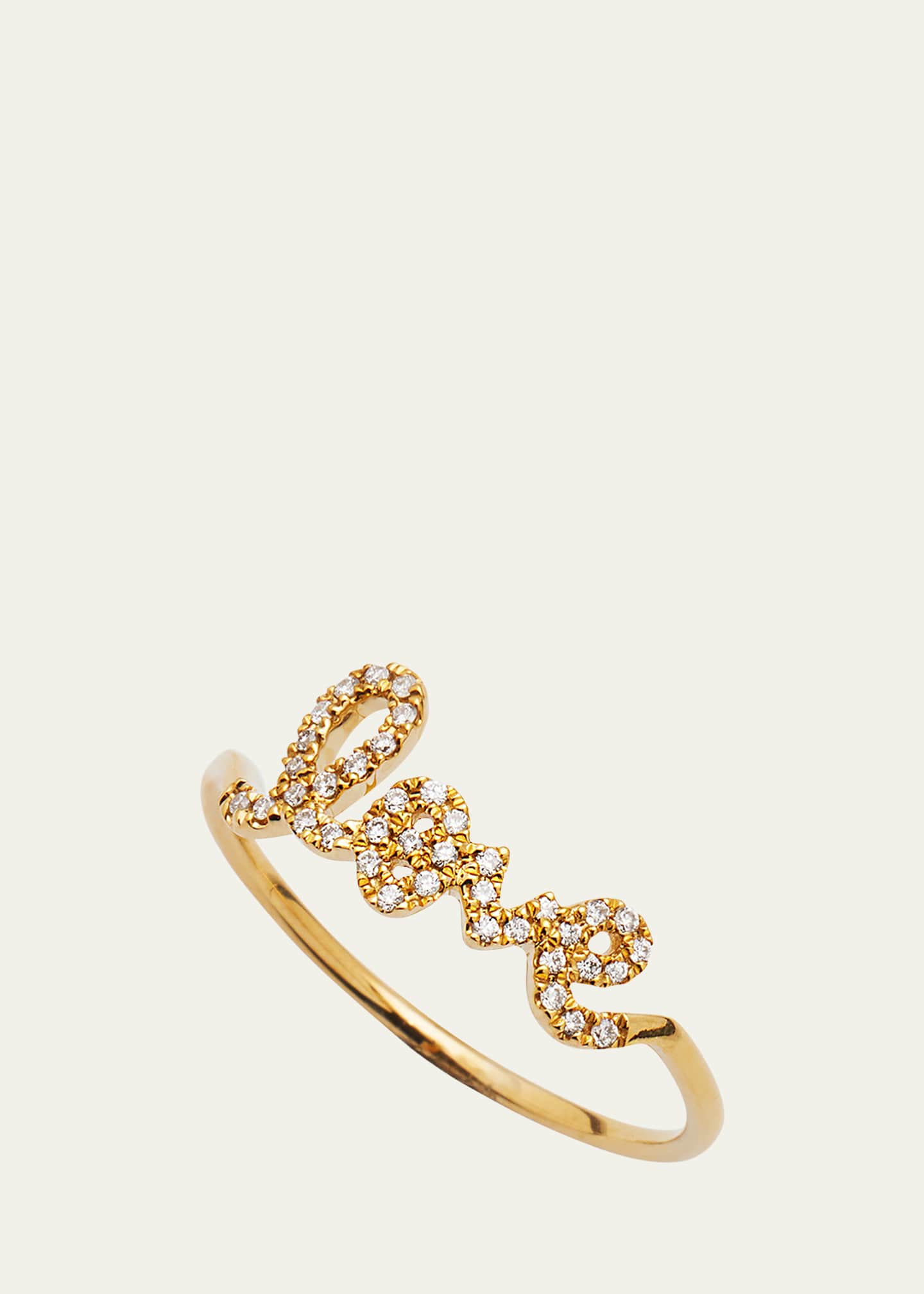 Sydney Evan 14k Gold Diamond Love Script Ring Image 3 of 5
