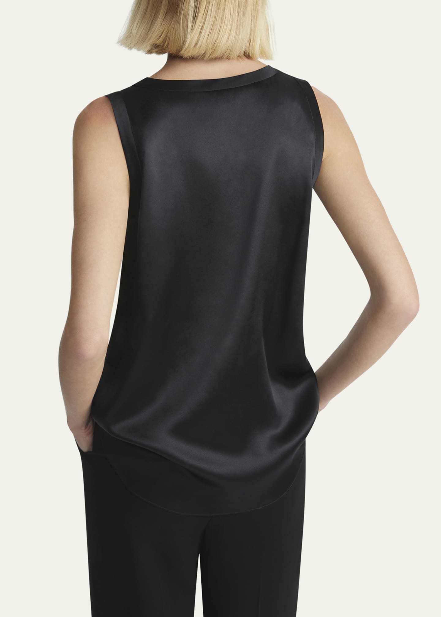 Lafayette 148 New York Perla Luxe Reversible Silk Charmeuse Shell Image 3 of 5