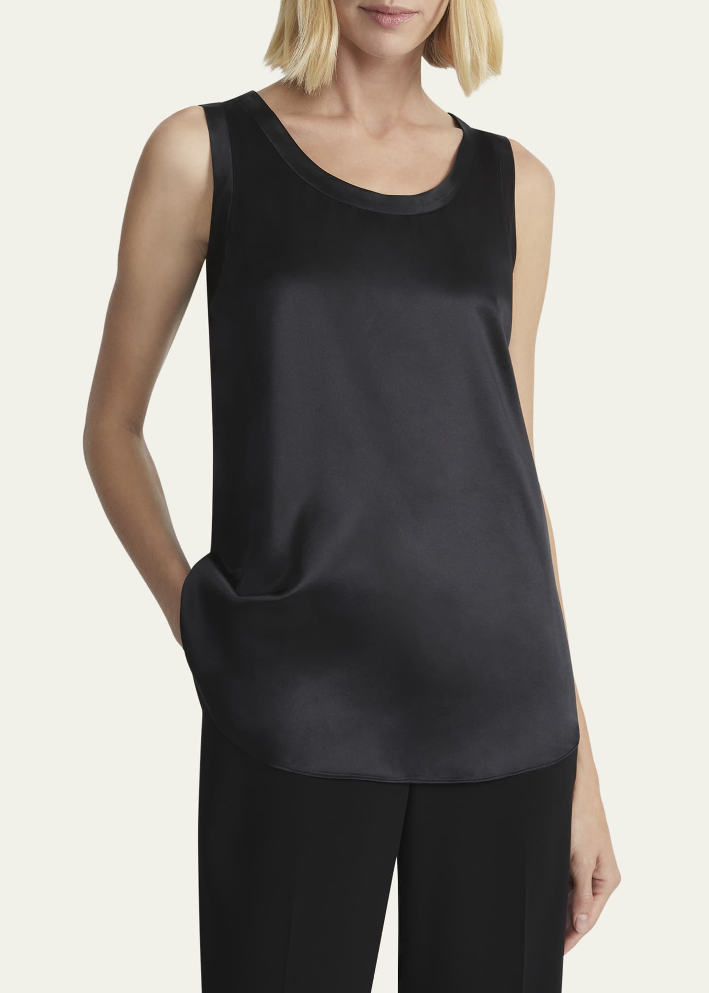 Lafayette 148 New York Perla Luxe Reversible Silk Charmeuse Shell Image 4 of 5