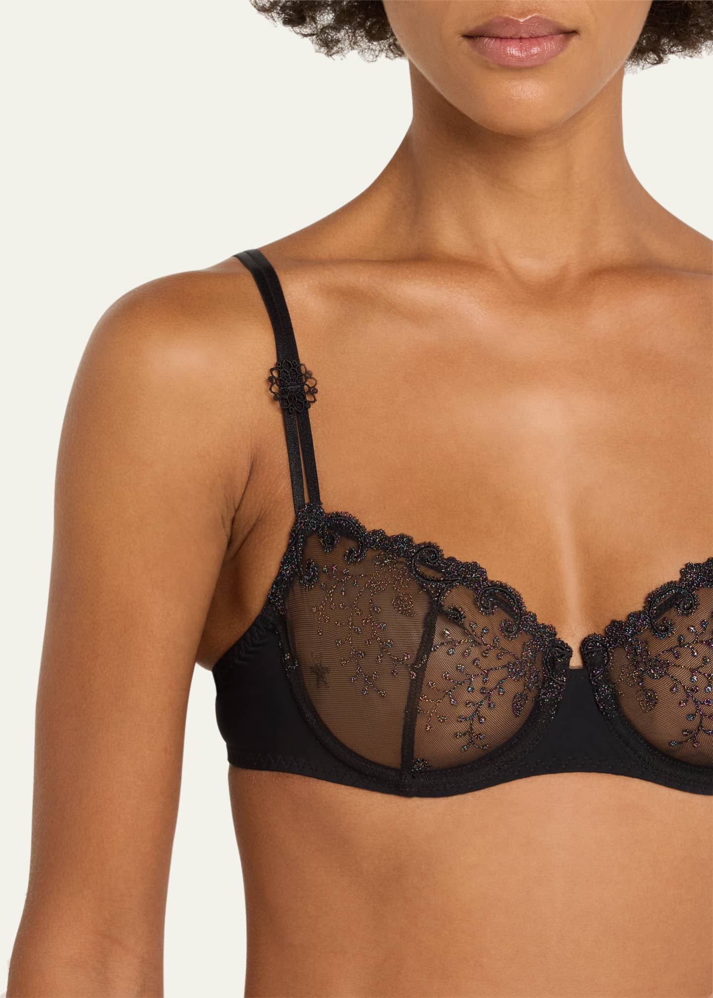 Delice Embroidered Demi Bra - Thumbnail 4