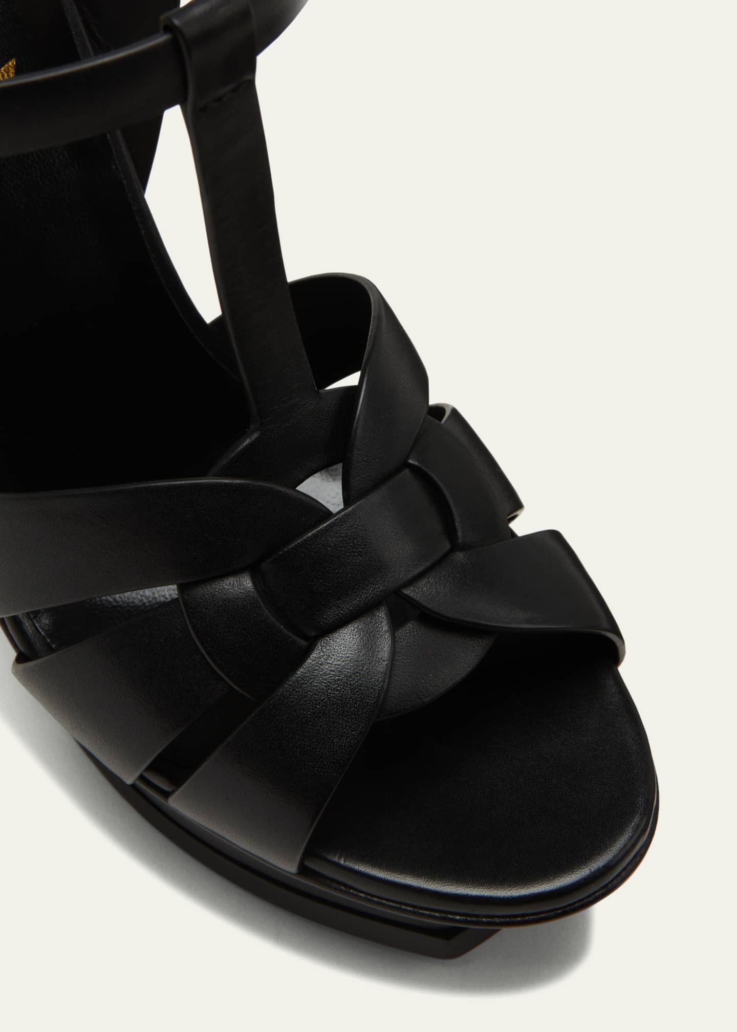 Saint Laurent Tribute Leather 105mm Platform Sandals Image 3 of 3