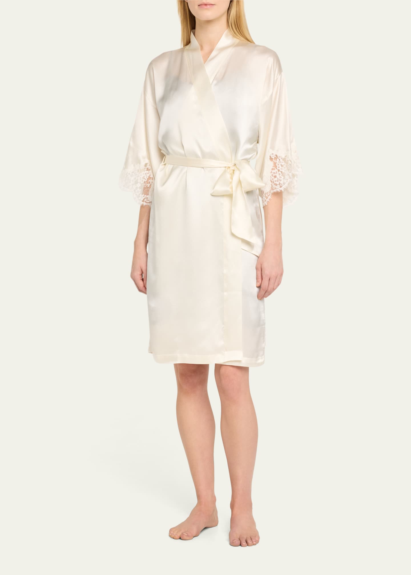 Lise Charmel Splendeur Lace Trim Silk Blend Robe Bergdorf Goodman