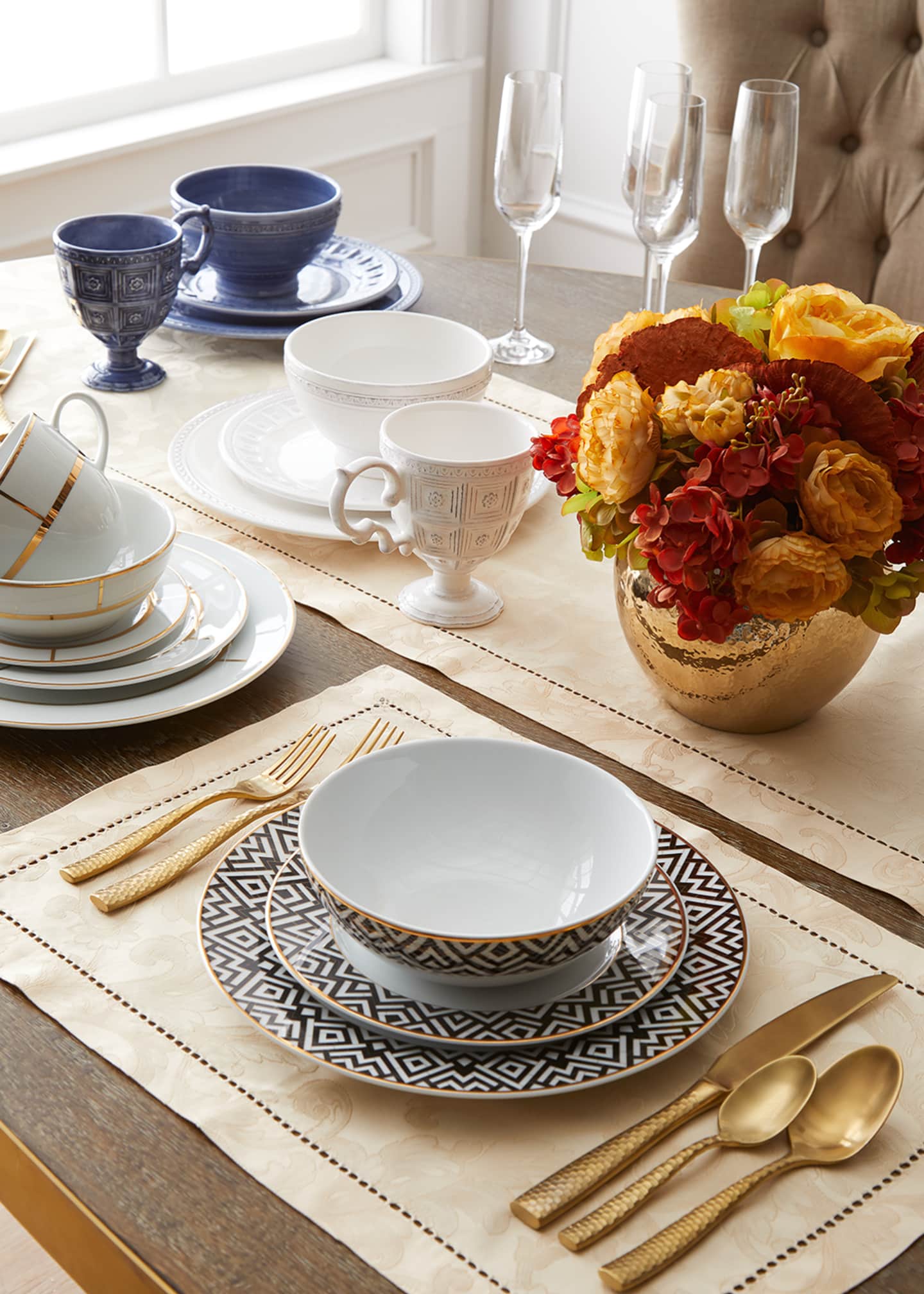 Sferra Acanthus Jacquard Table Runner, 15" x 108" Image 2 of 2