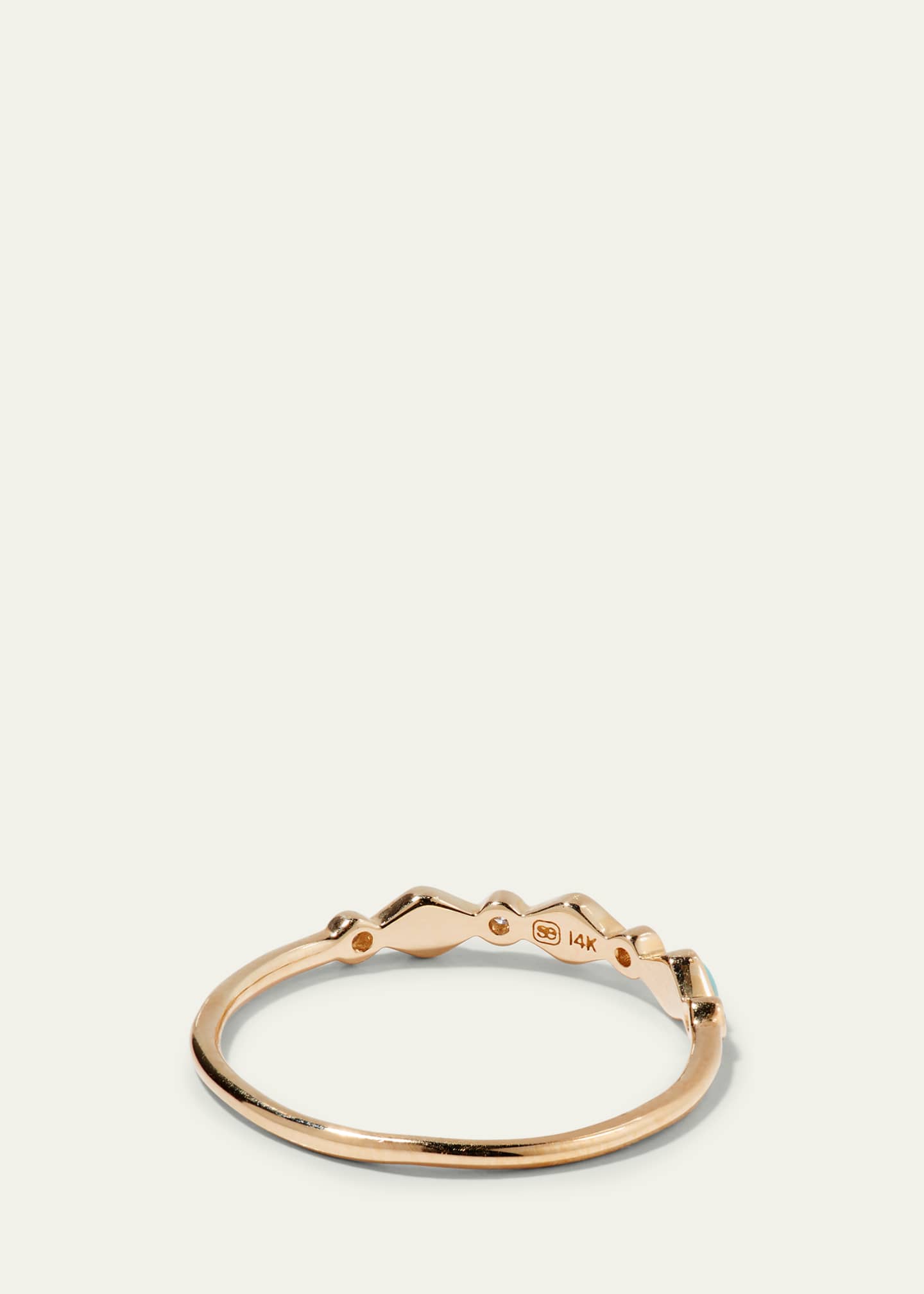 Sydney Evan Turquoise Bezel & Diamond Stacking Ring Image 3 of 5