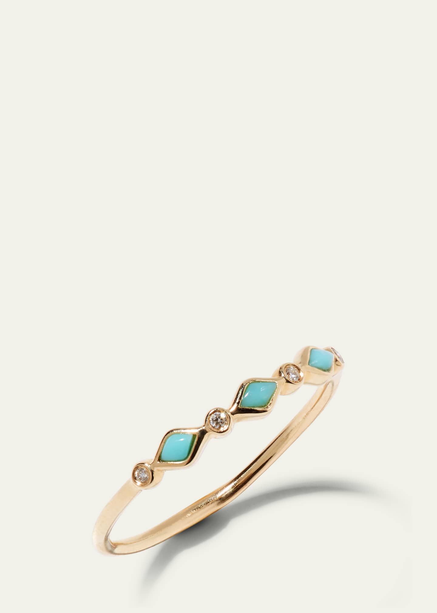 Sydney Evan Turquoise Bezel & Diamond Stacking Ring Image 4 of 5