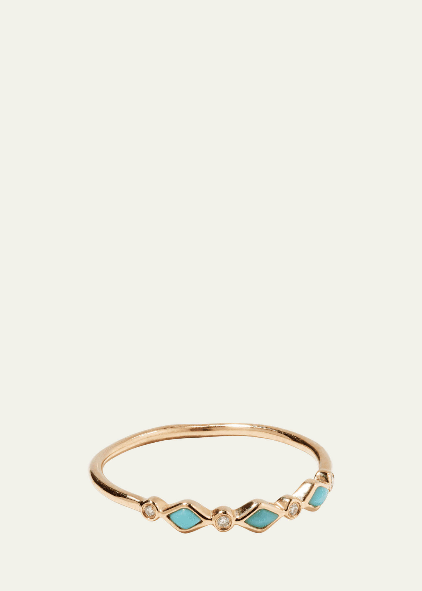 Sydney Evan Turquoise Bezel & Diamond Stacking Ring Image 1 of 5