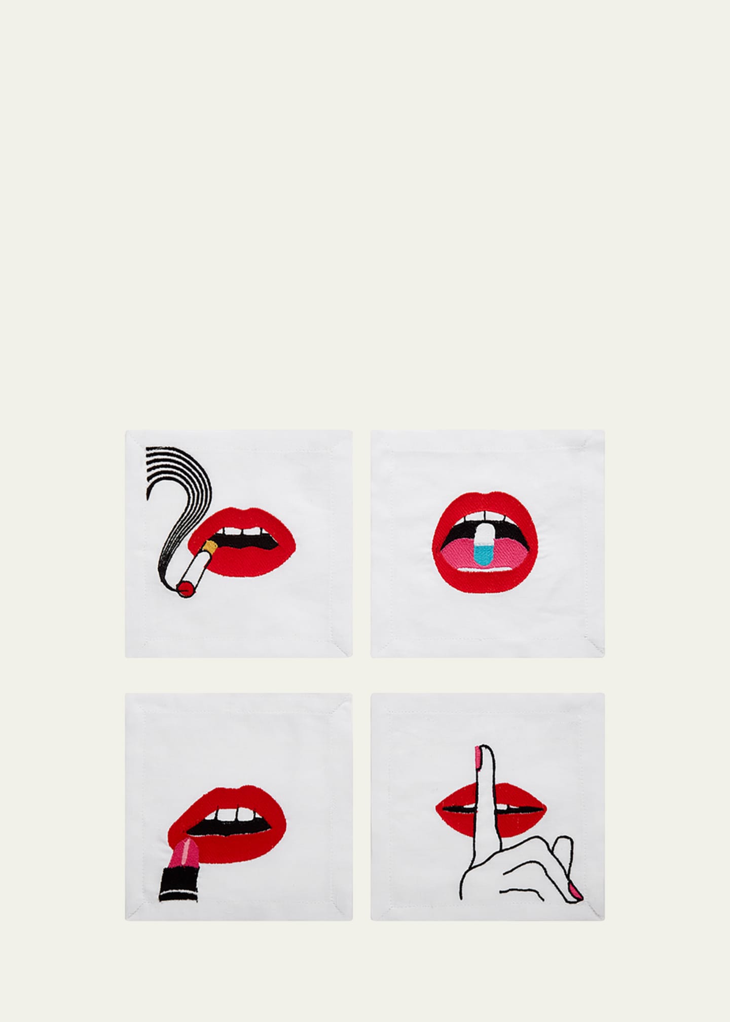 Jonathan Adler Lips Linen Napkin Set Image 1 of 2