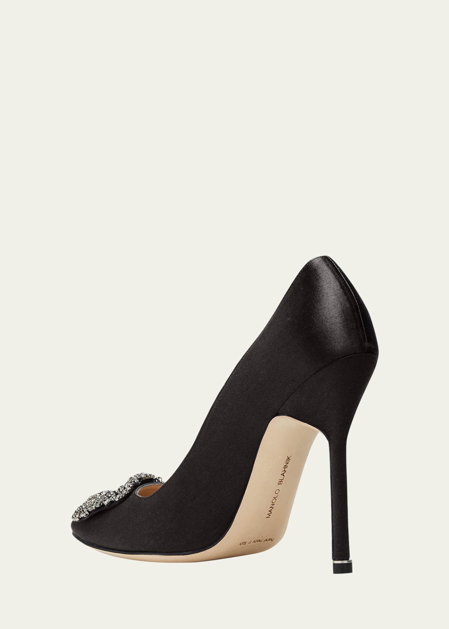 Manolo Blahnik Hangisi 115mm Satin Crystal-Toe Pump Image 3 of 4