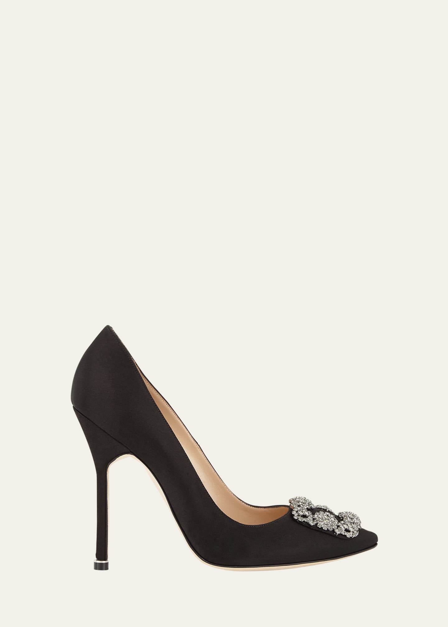 Manolo Blahnik Hangisi 115mm Satin Crystal-Toe Pump