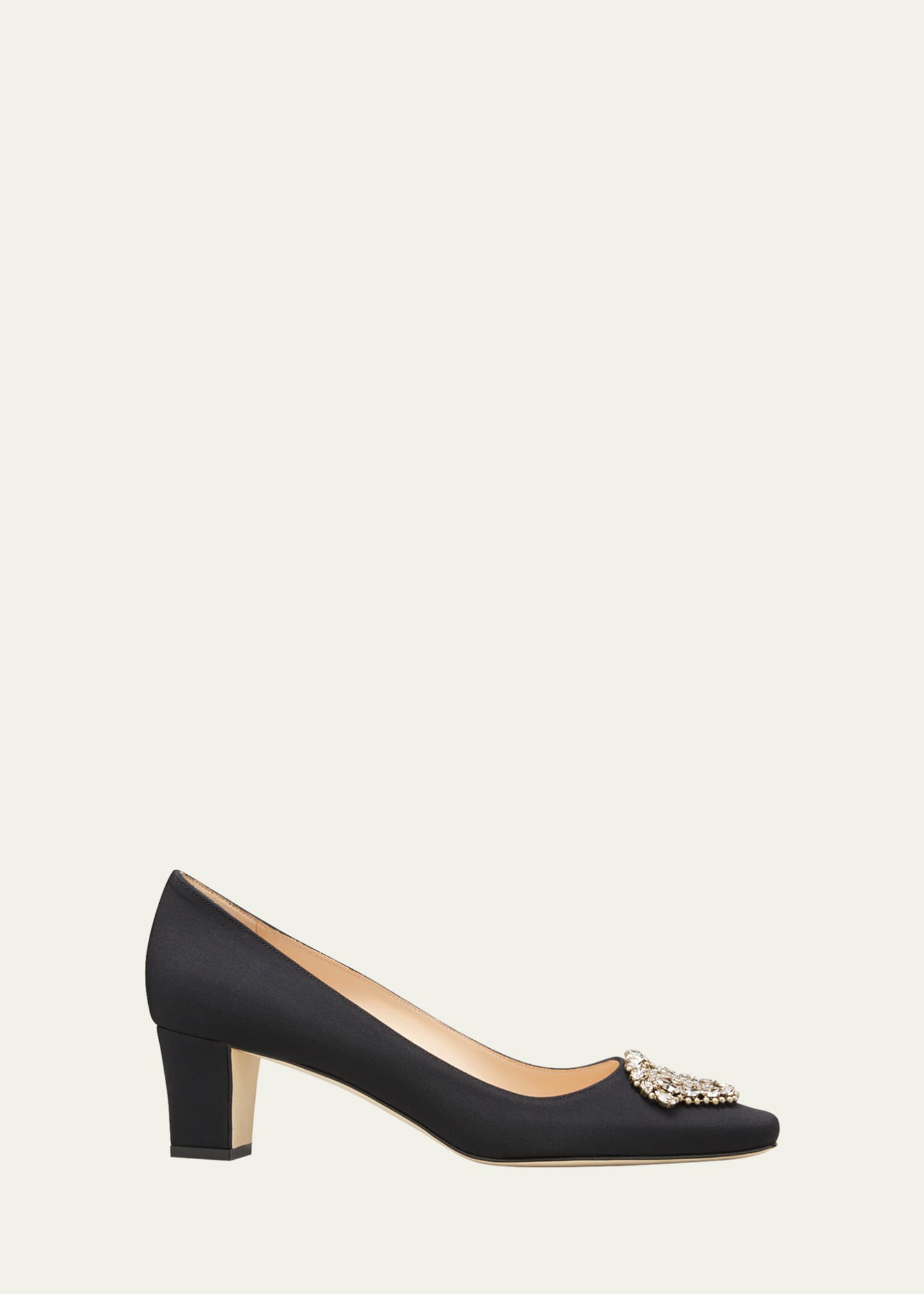 Manolo Blahnik Okkato Low Heel Crepe Pumps Black Bergdorf Goodman