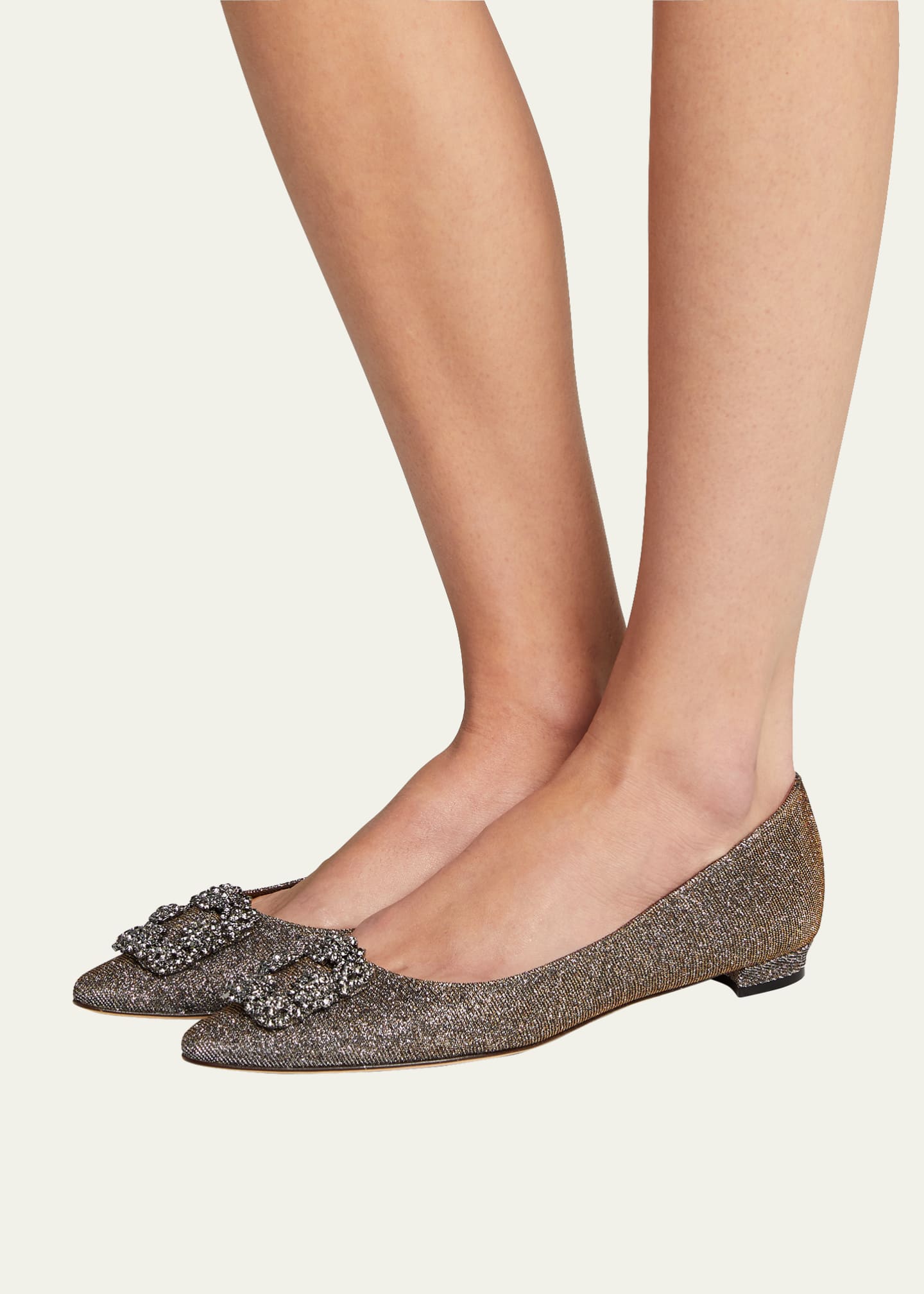 Manolo blahnik hangisi metallic fabric buckle flat discount