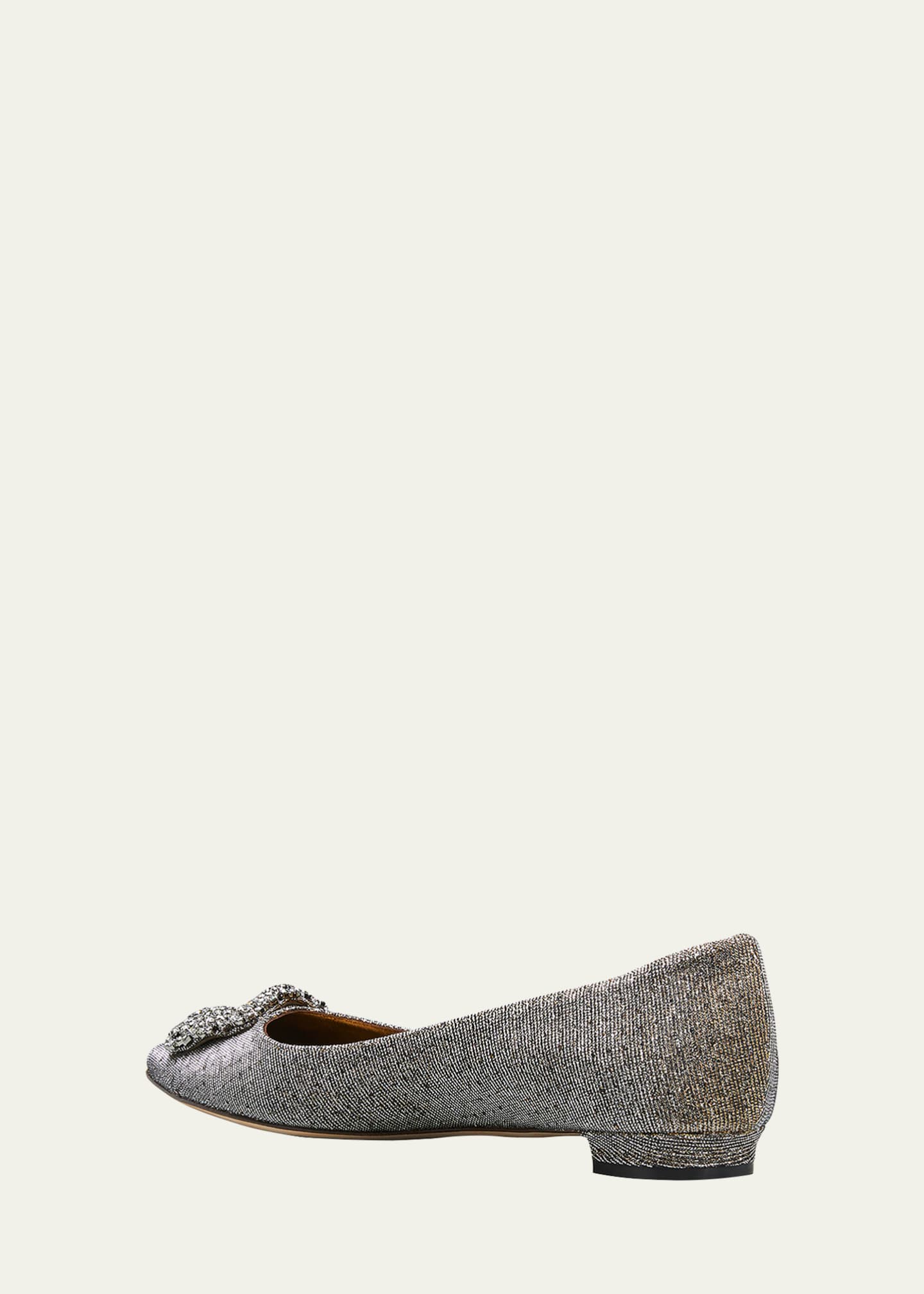 Manolo Blahnik Hangisi Metallic Fabric Buckle Flat Image 4 of 5