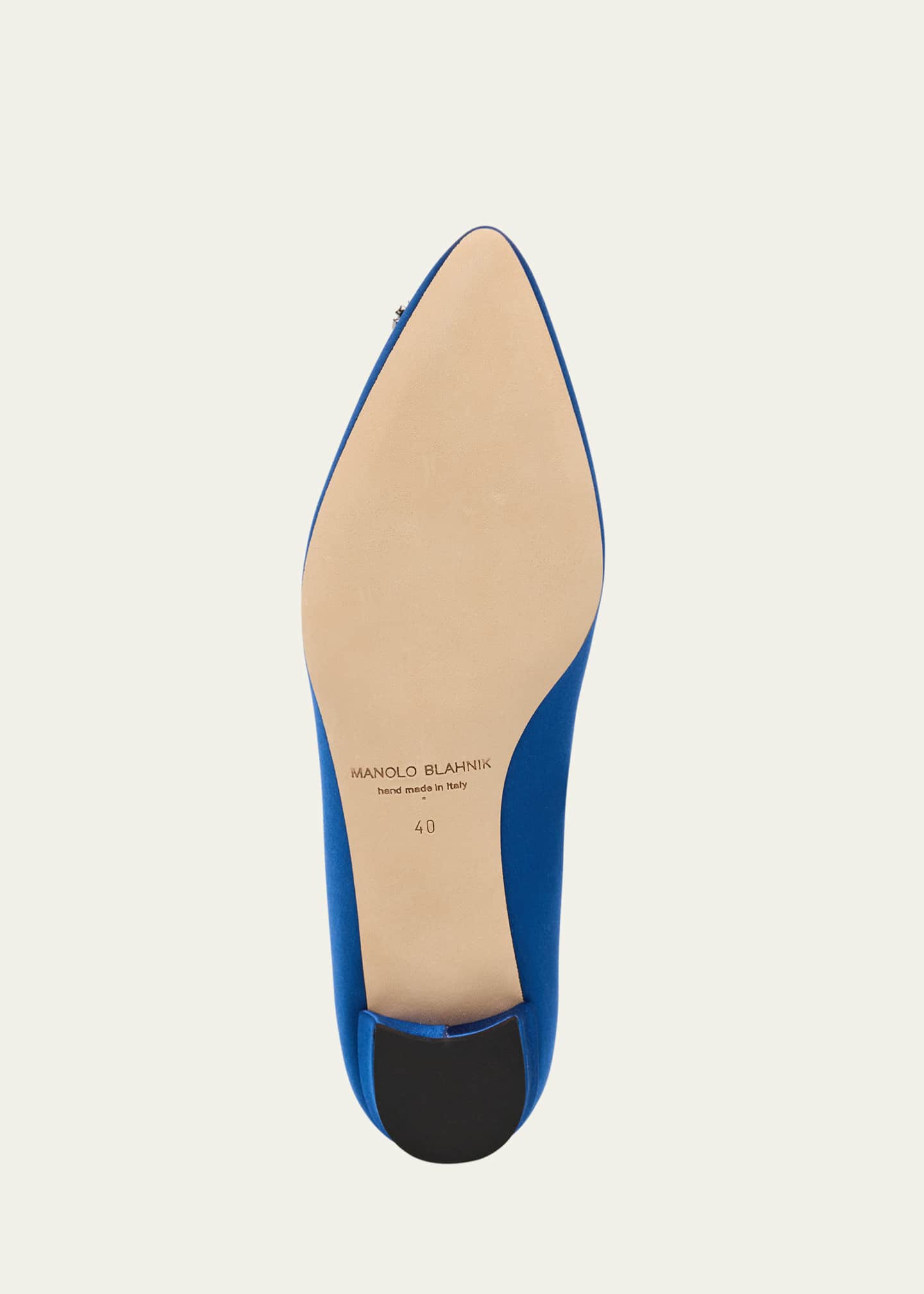 Manolo Blahnik Hangisi Crystal-Buckle Satin Flat - Bergdorf Goodman