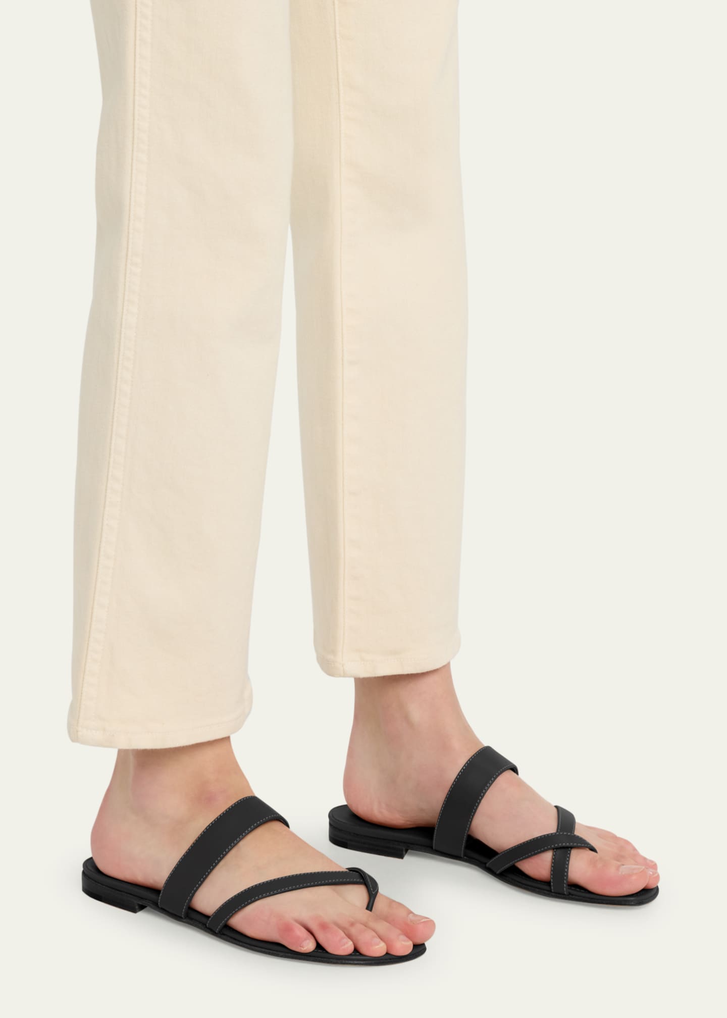 Manolo Blahnik Susa Flat Leather Sandals Image 2 of 5