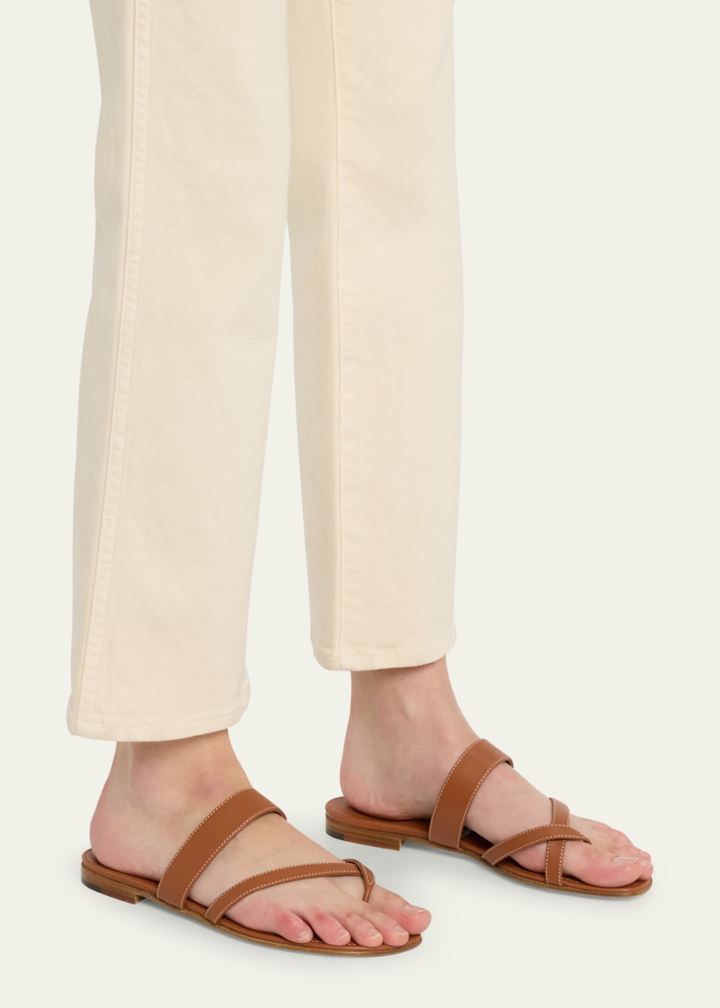 Manolo Blahnik Susa Flat Leather Sandals Bergdorf Goodman