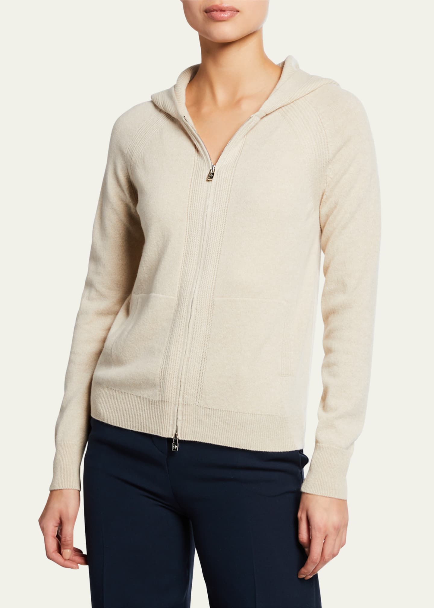 Loro Piana Merano Cashmere Zip-Front Hoodie Sweater