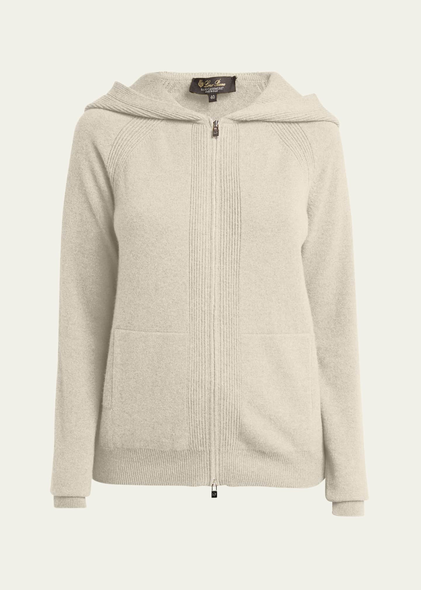 Loro Piana Merano Cashmere Zip-Front Hoodie Sweater