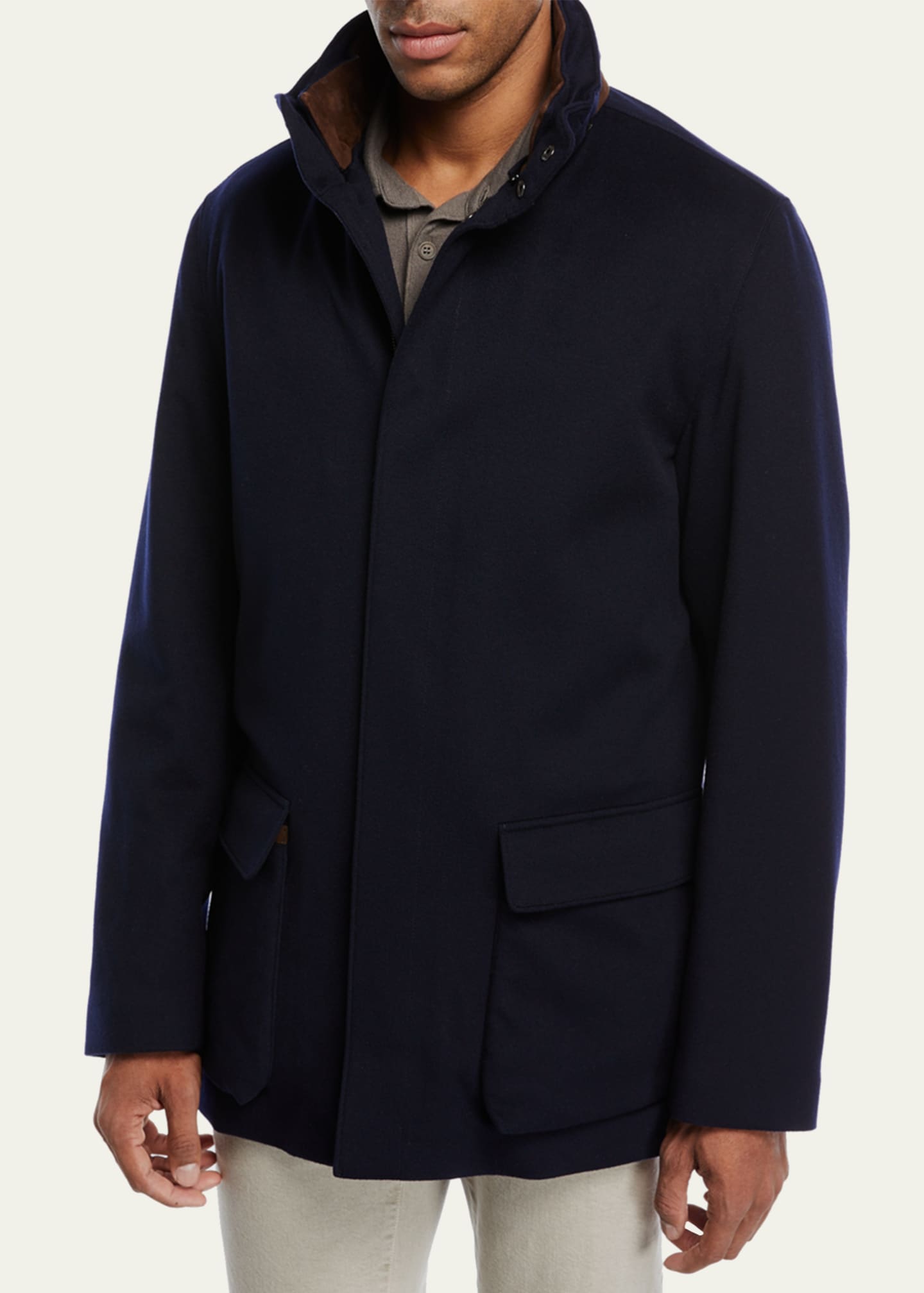 Loro Piana Voyager ジャケット カシミア ネイビー 46 Loro Piana - Voyager Navy Lightweight Coat | Mitchell Stores