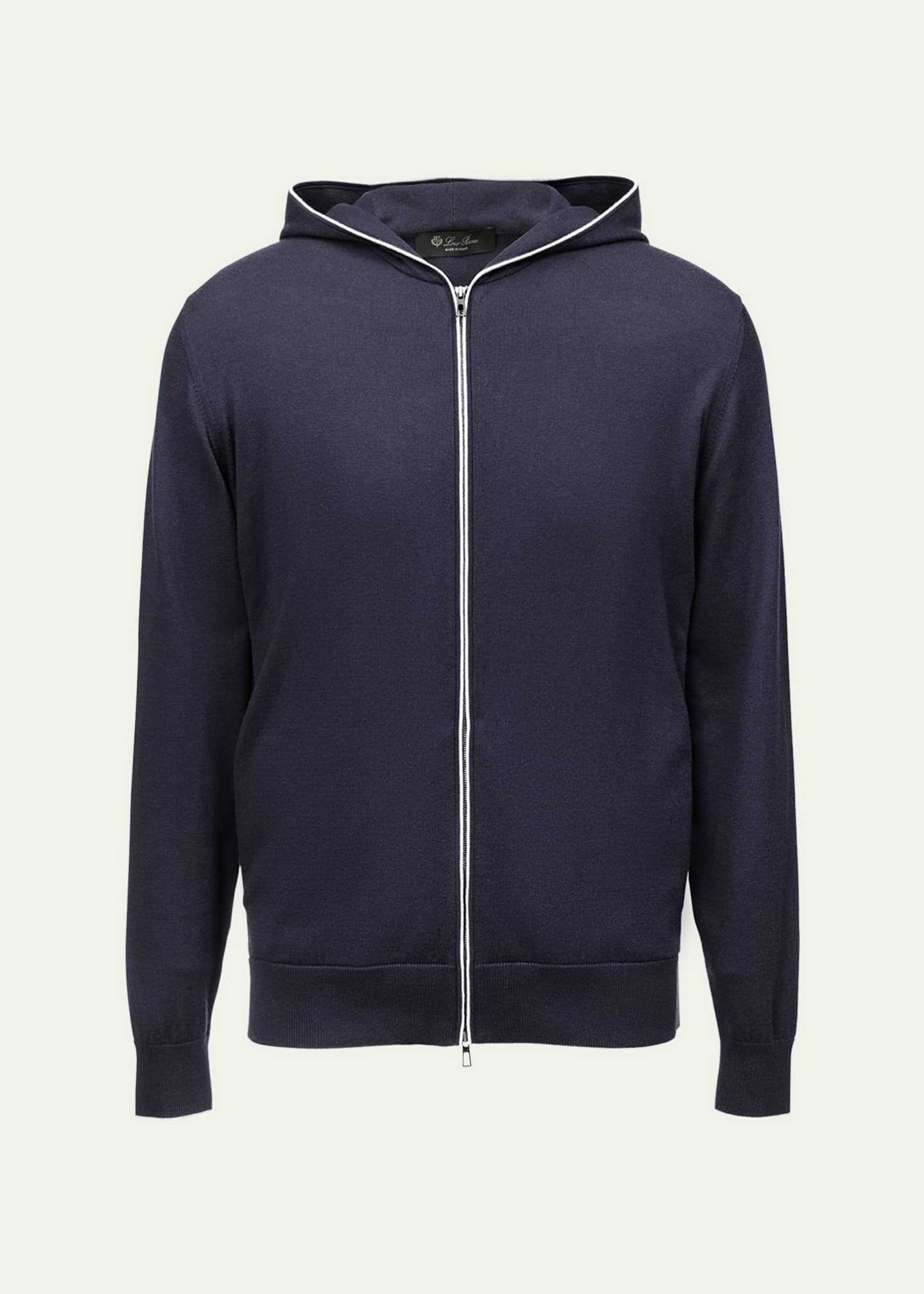 Loro Piana Cashmere-Cotton Zip-Front Hoodie - Bergdorf Goodman