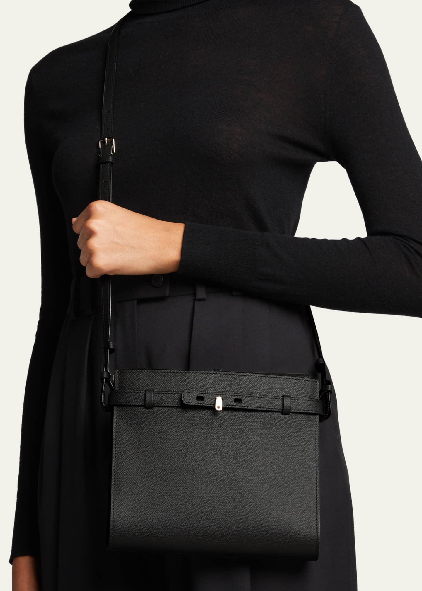 Valextra B-Tracollina Leather Shoulder Bag Image 2 of 5