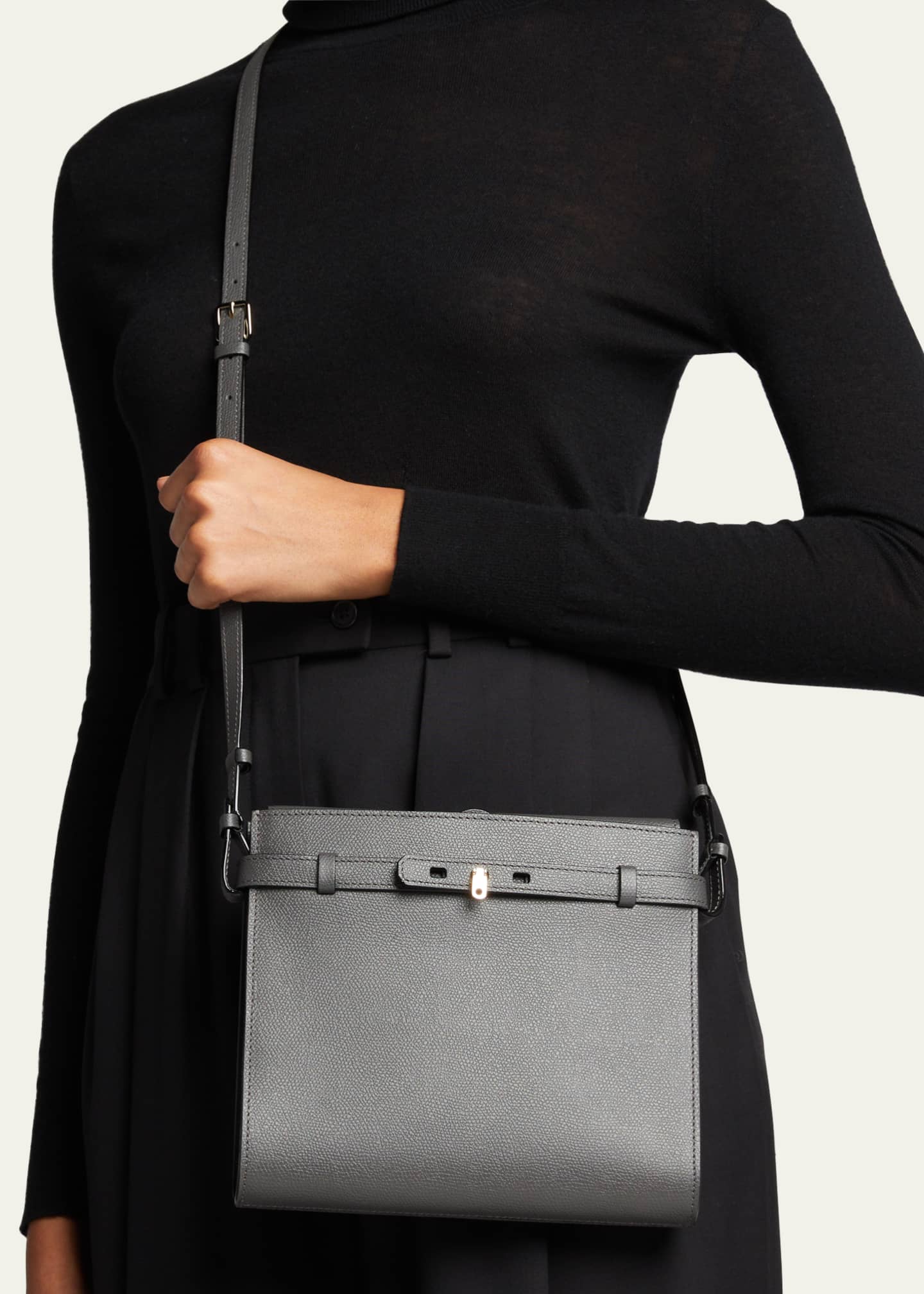Valextra B Tracollina Leather Shoulder Bag