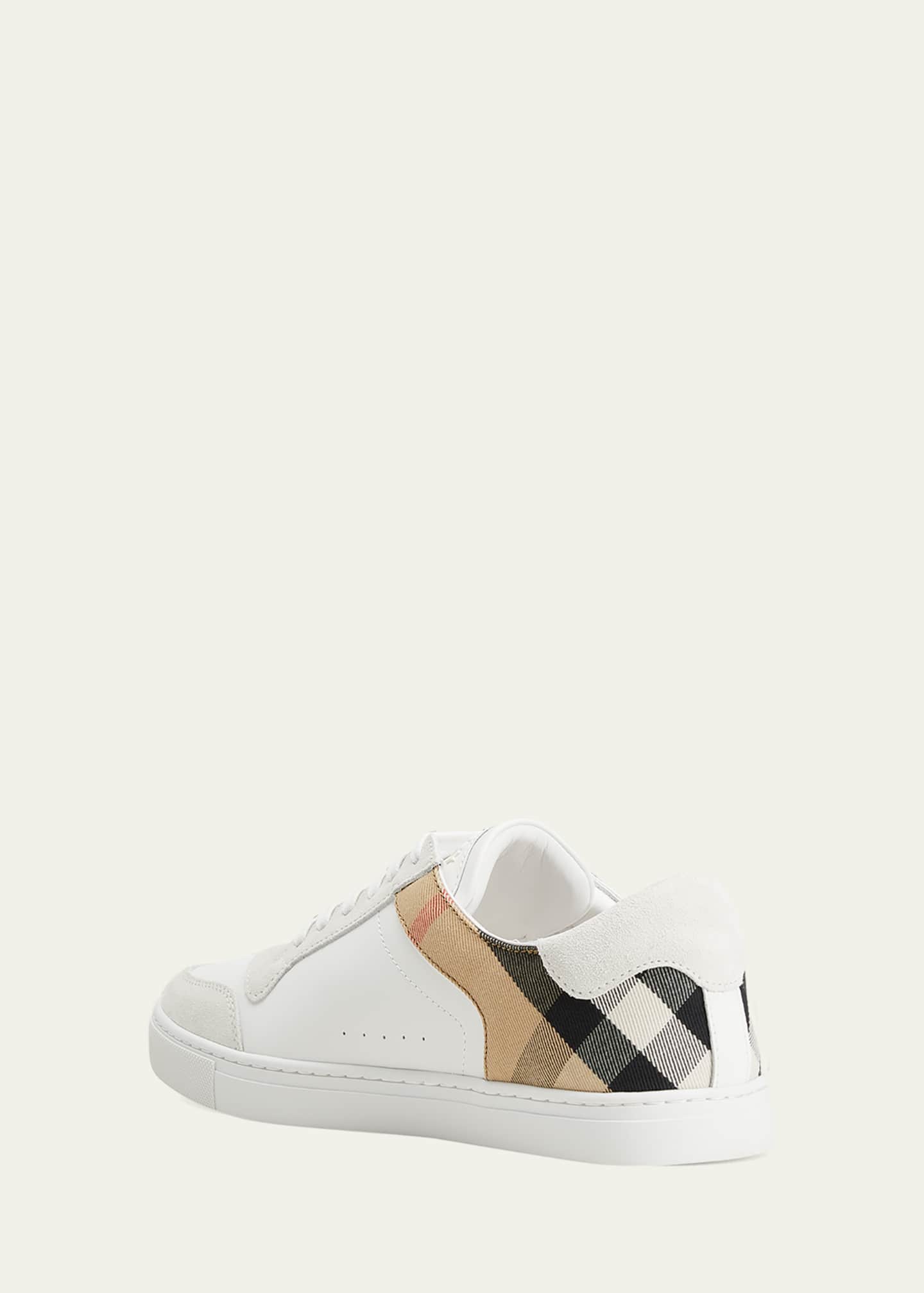 Burberry Men's Reeth Leather House Check Low-Top Sneakers, White - Bergdorf  Goodman