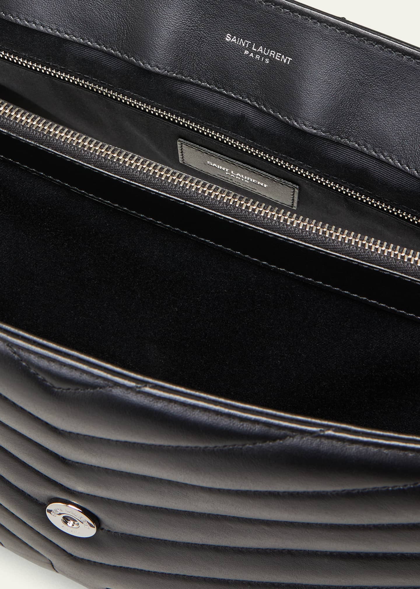 SAINT LAURENT Black Quilted Leather LouLou Large Chain Shoulder