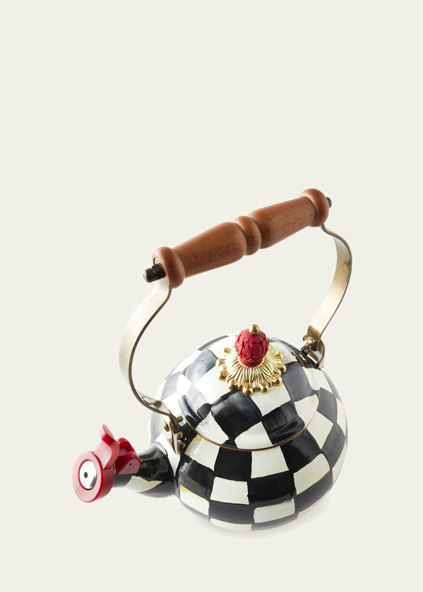 MacKenzie Childs Courtly Check Enamel Whistling Tea Kettle Bergdorf