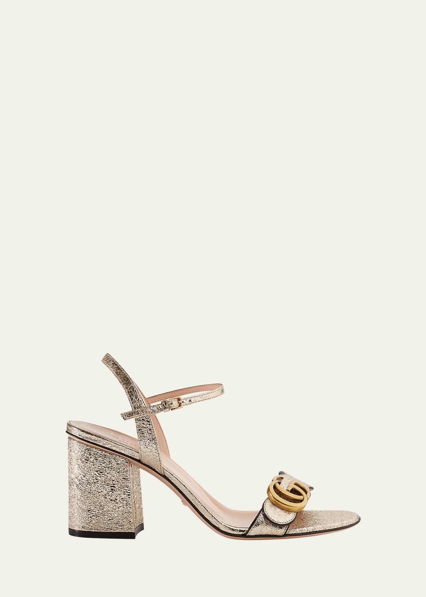 Gucci Marmont Metallic High-Heel Sandals Image 1 of 3