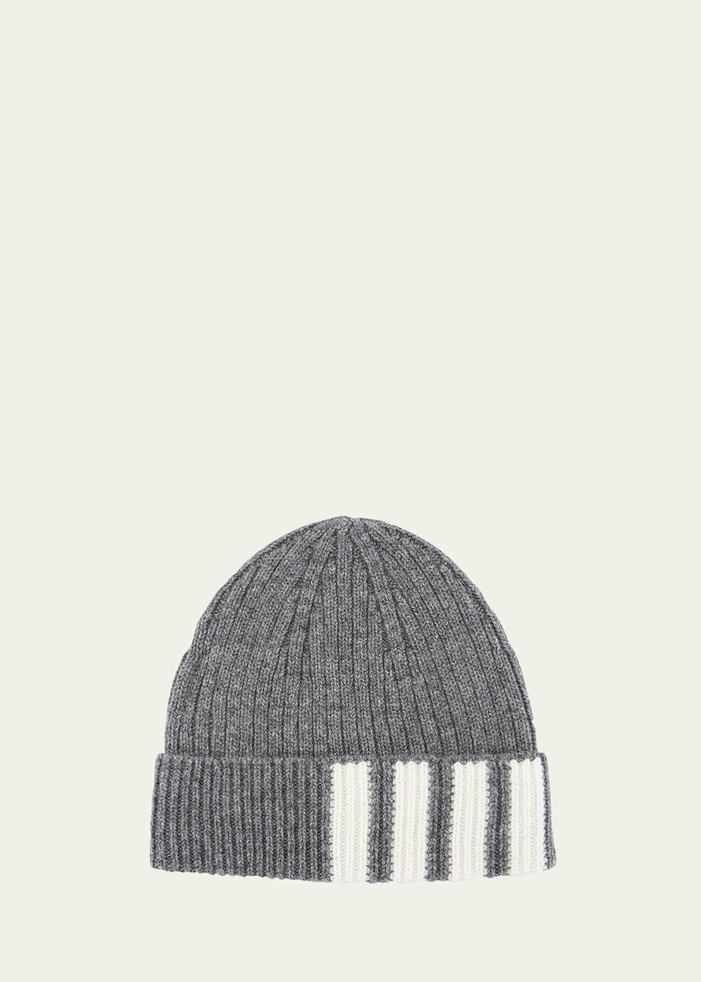 Thom Browne Men's Cashmere 4-Bar Beanie Hat