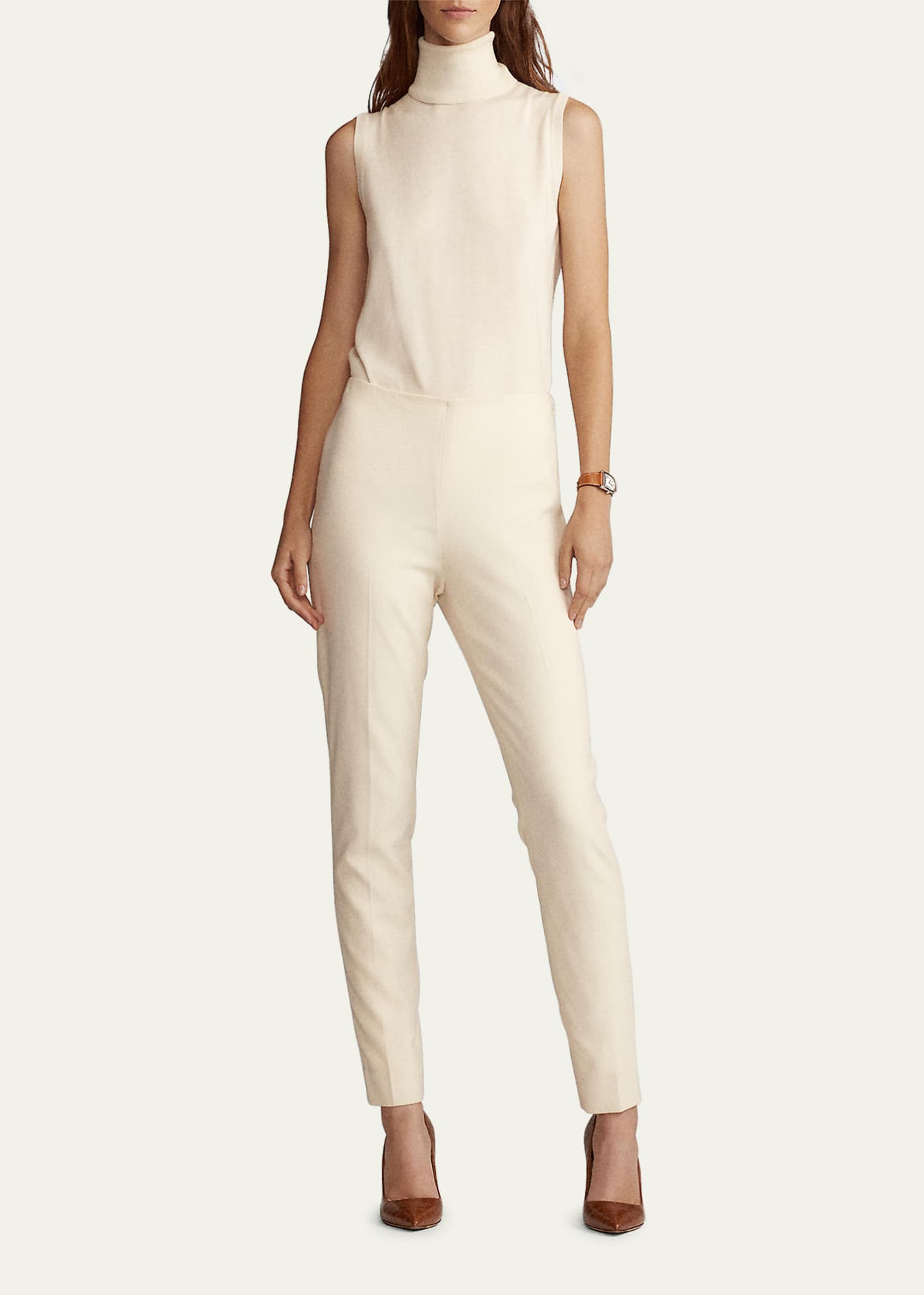 Ralph Lauren Collection Annie Straight-Leg Stretch-Wool Pants