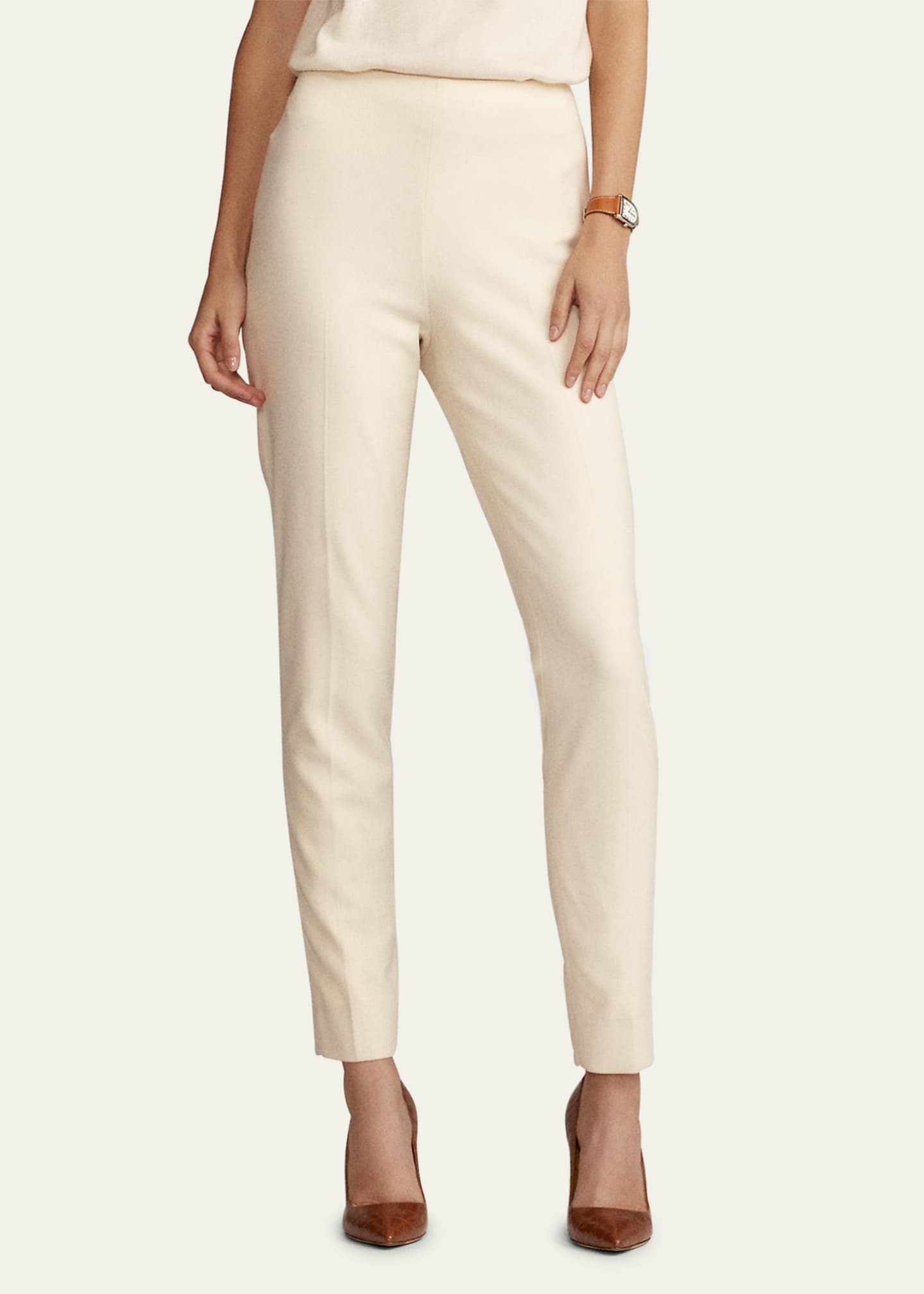 Ralph Lauren Collection Annie Straight-Leg Stretch-Wool Pants