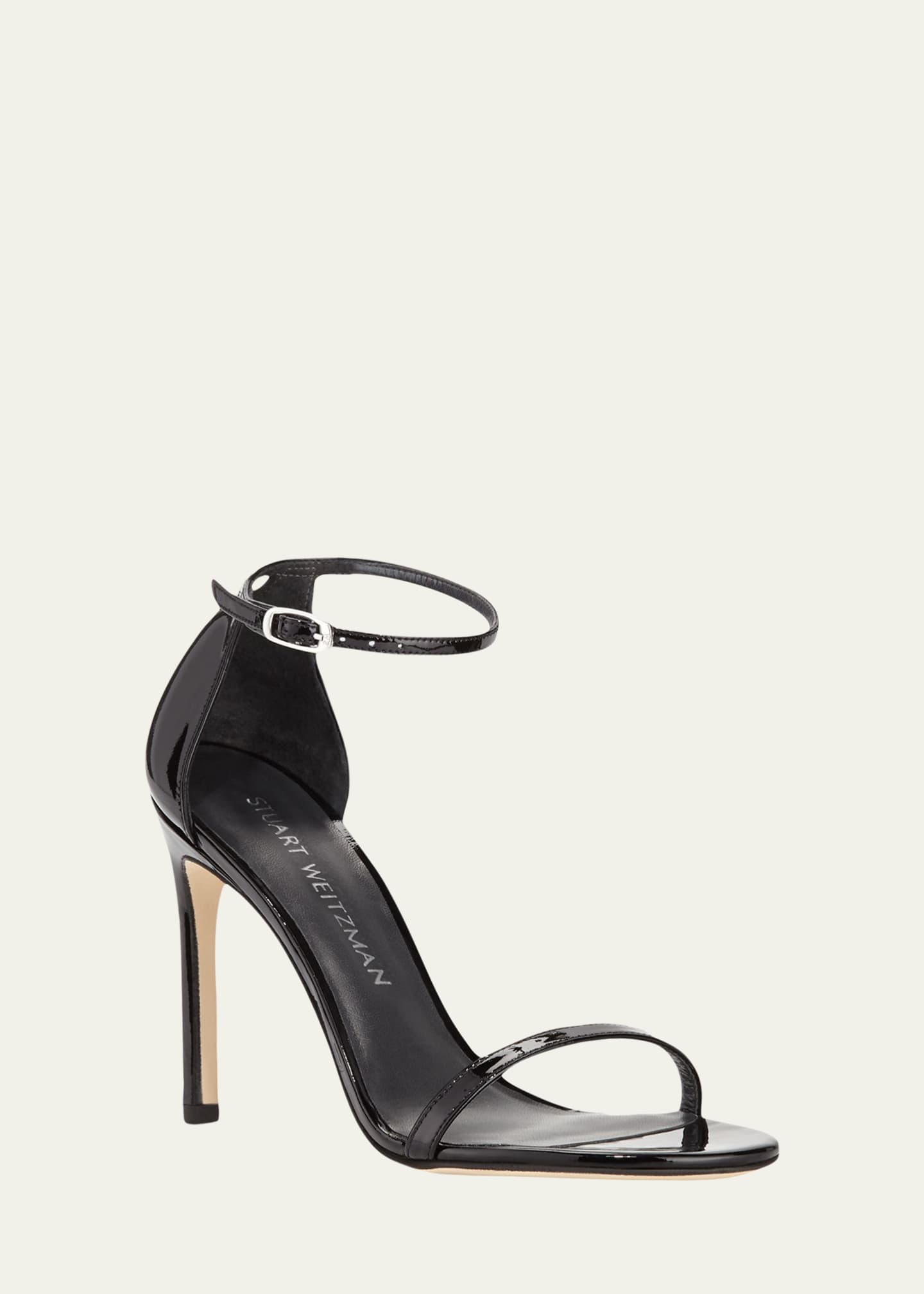 Stuart Weitzman Nudistsong Patent Ankle-Wrap High-Heel Sandals