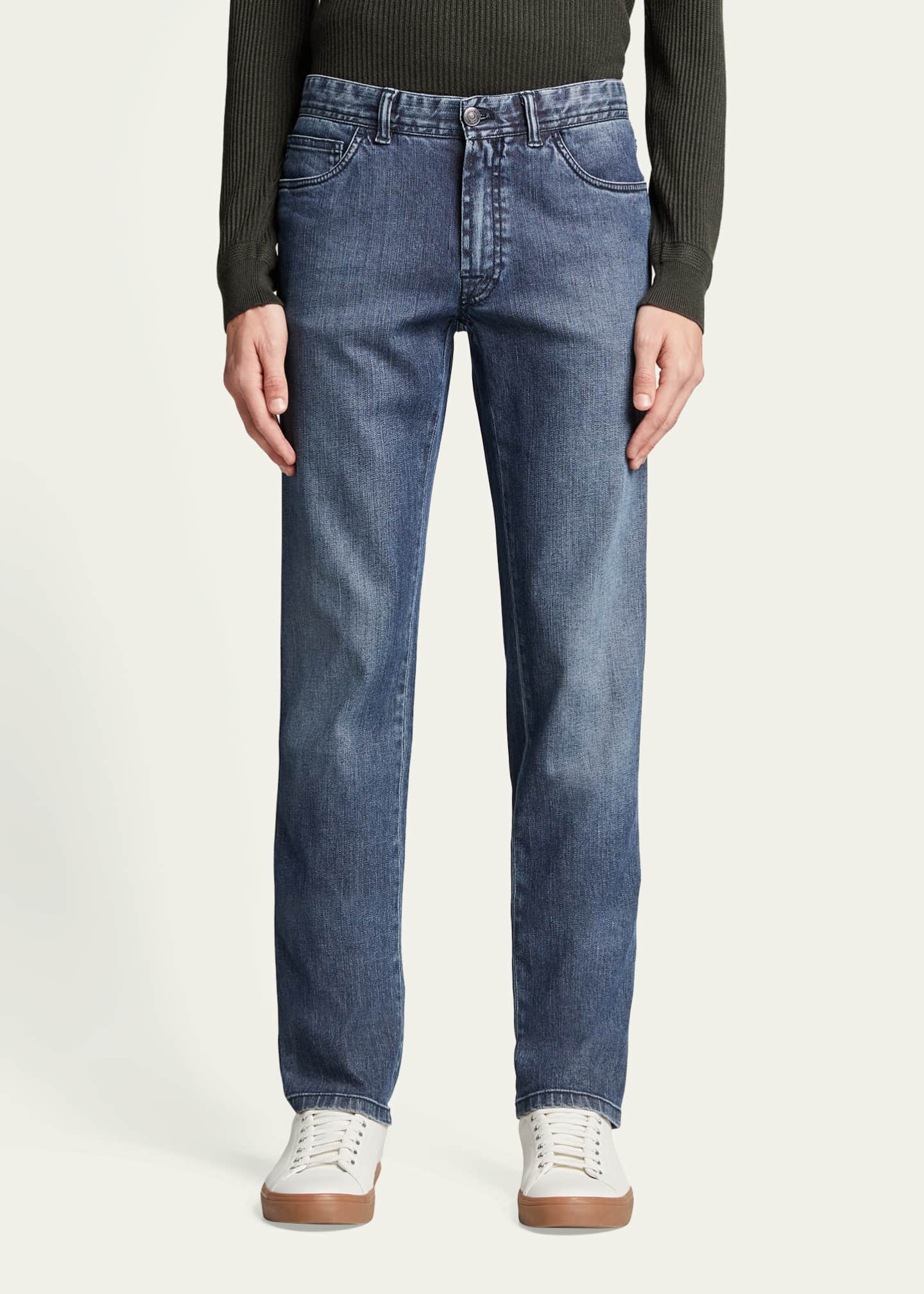 Brioni Dark-Wash Stretch-Denim Jeans Image 3 of 4