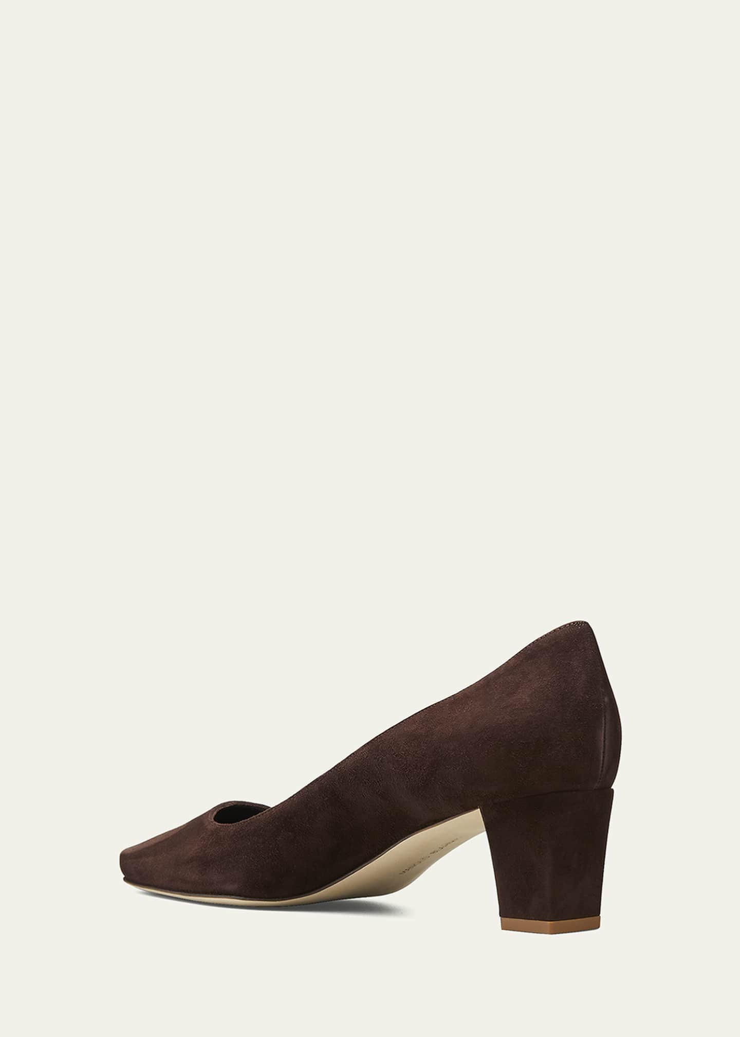 Manolo Blahnik Okkatopla Suede Block-Heel Pump Image 4 of 5