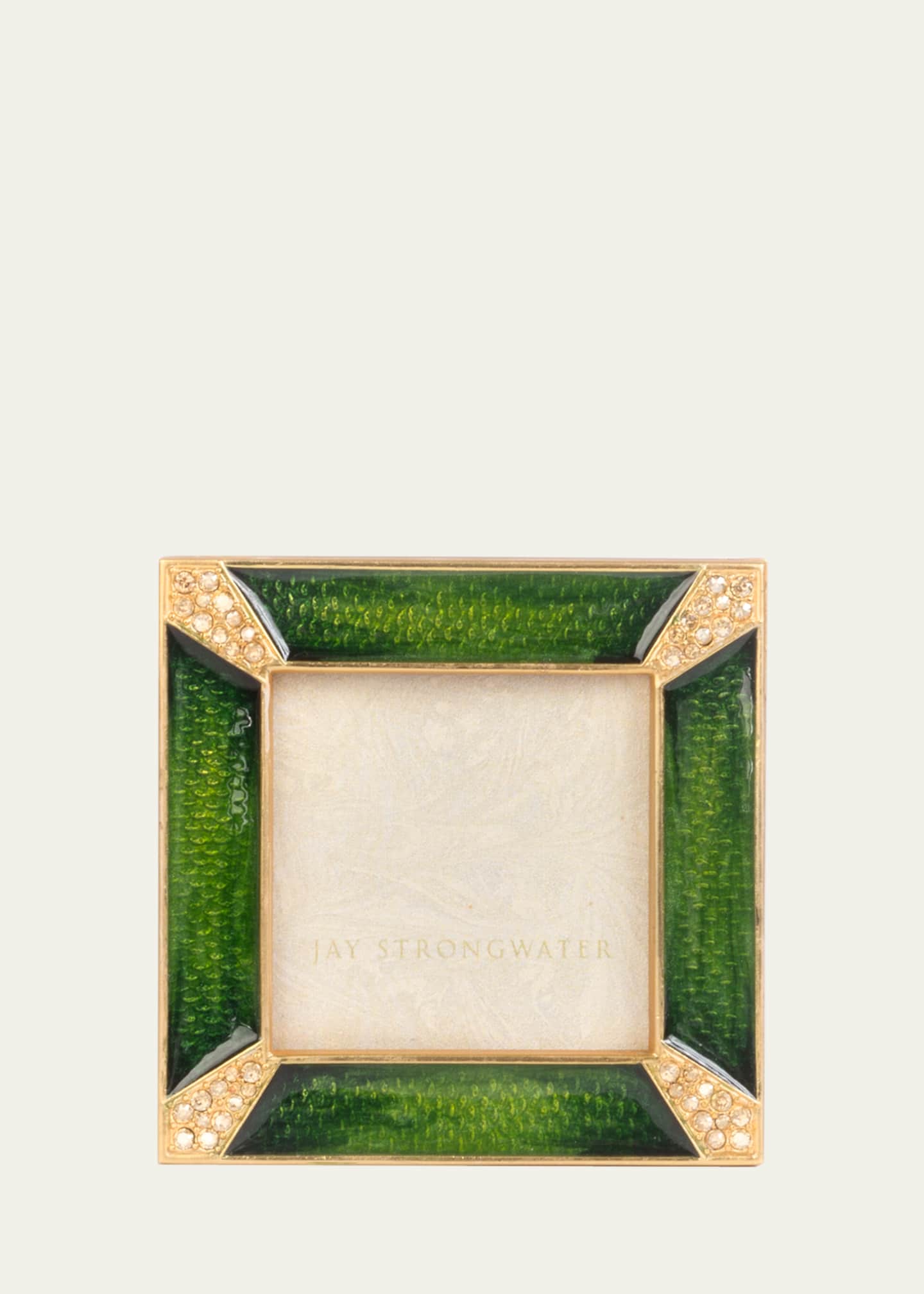 Jay Strongwater Leland Pave Corner Square Picture Frame, Emerald 2" x