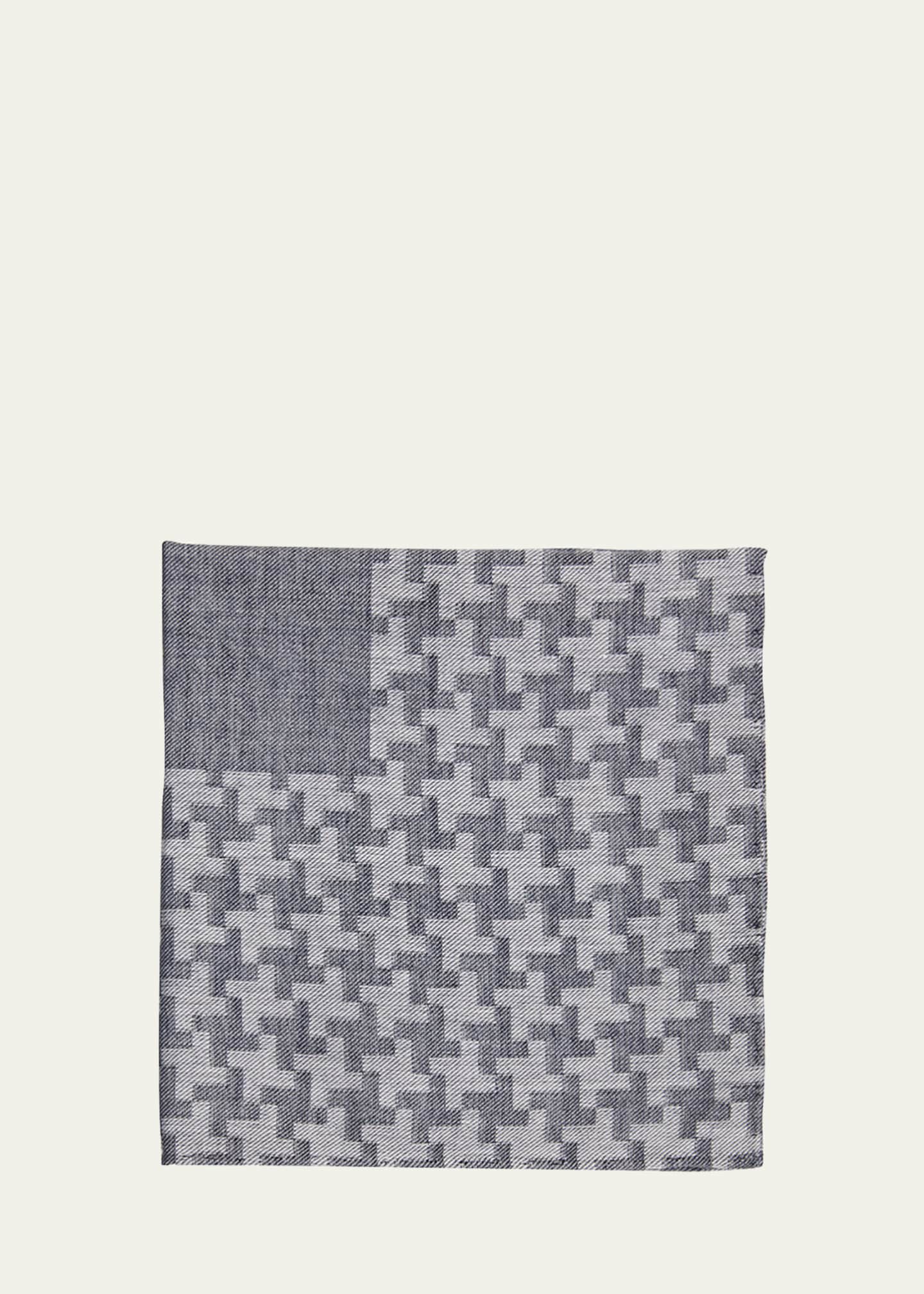 Simonnot Godard Men's Irregular Box-Print Cotton Handkerchief