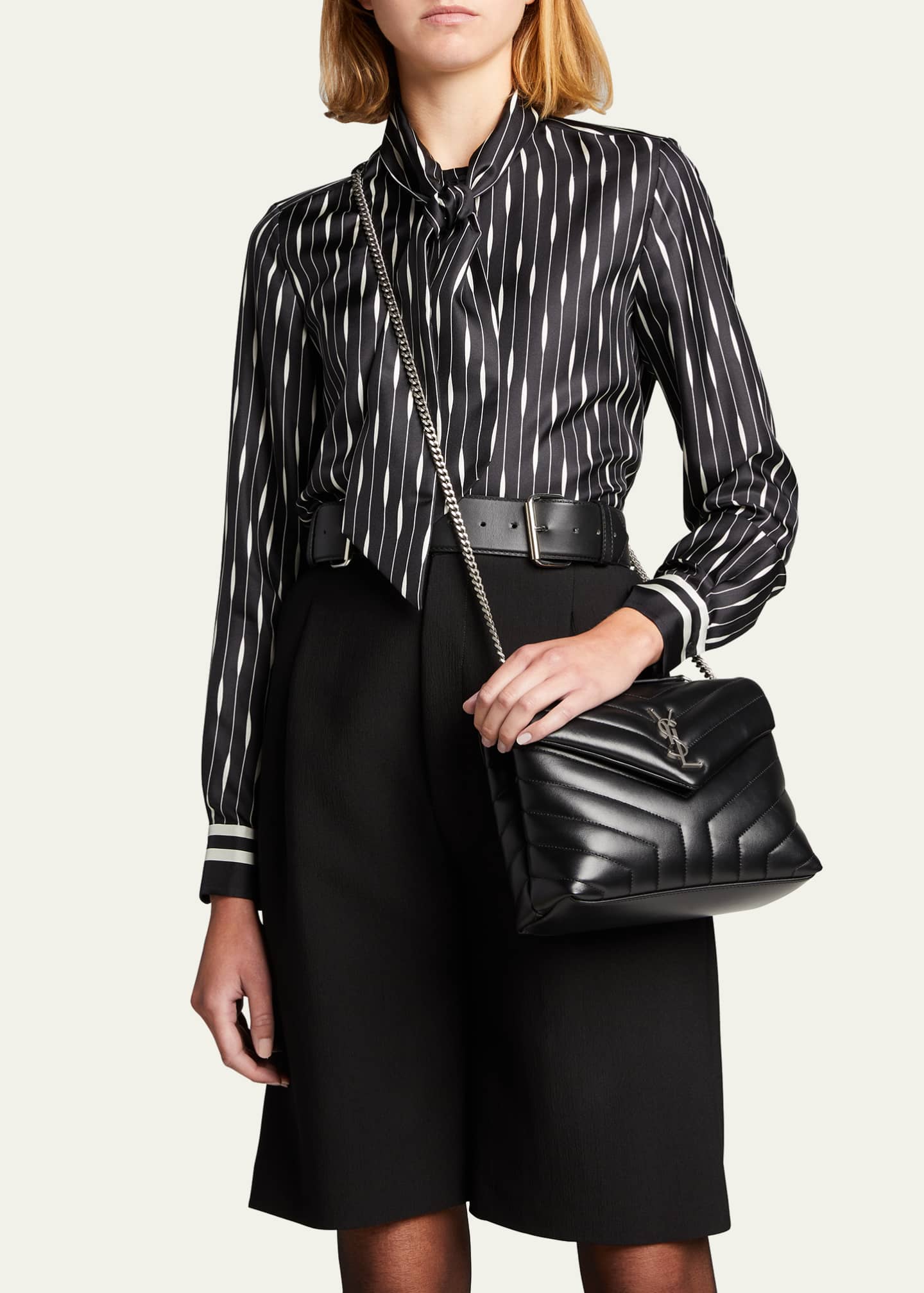 Saint Laurent Loulou Small Quilted Leather Shoulder Bag - Off