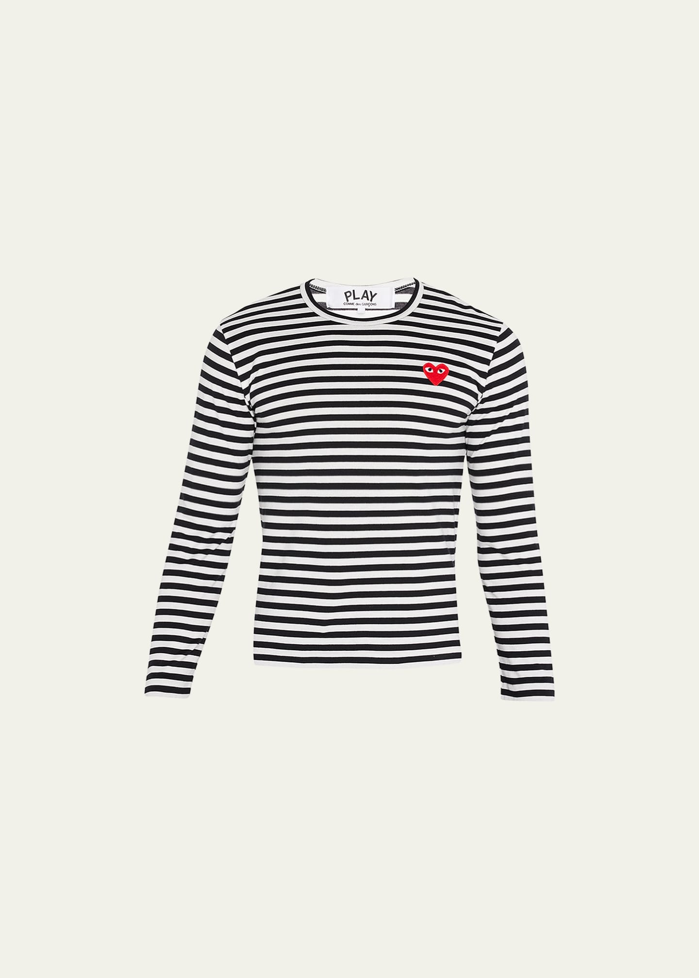 Comme des Garcons Men's Striped T-Shirt with Small Heart