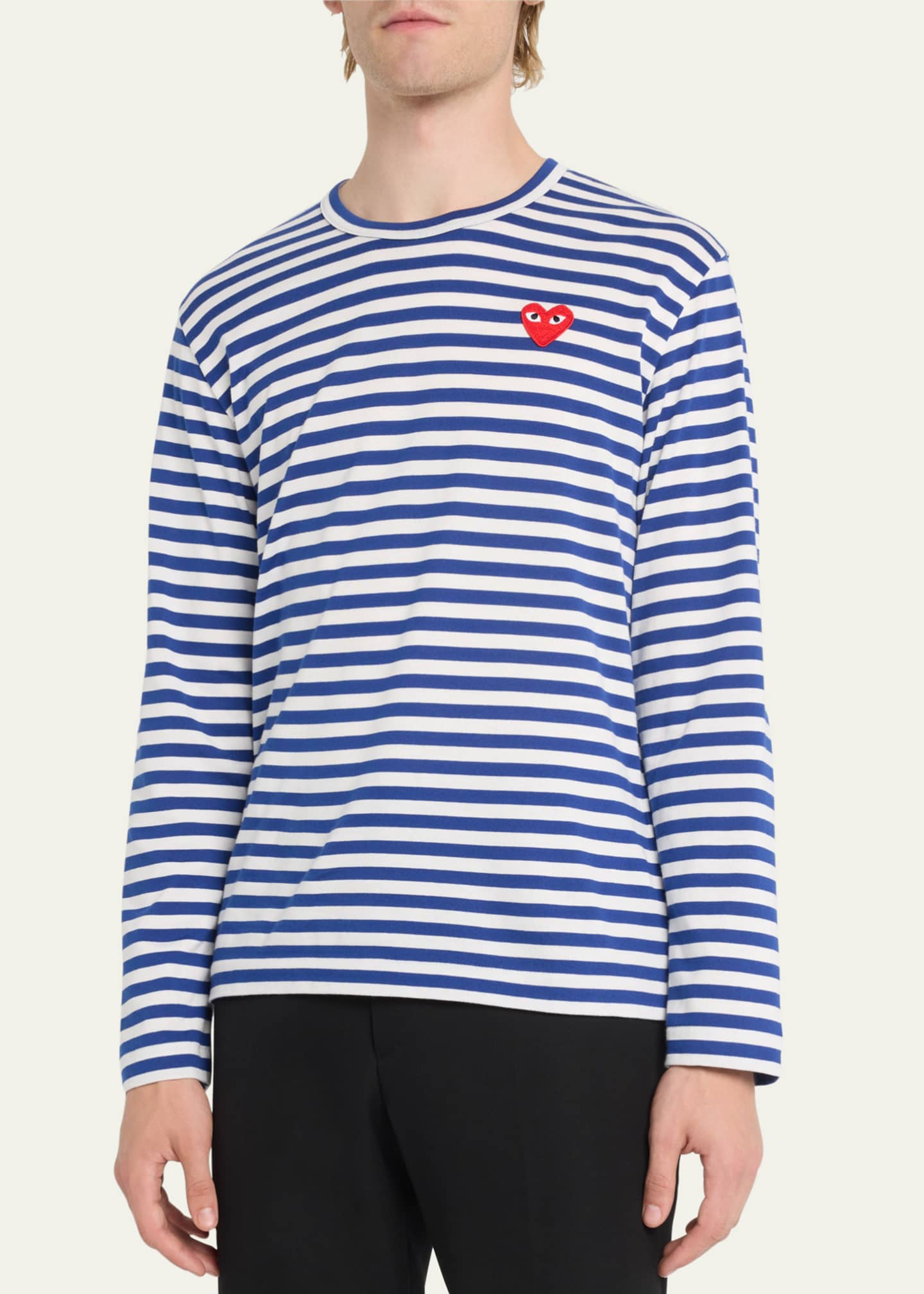 Comme des Garcons Men's Striped T-Shirt with Small Heart Image 4 of 5