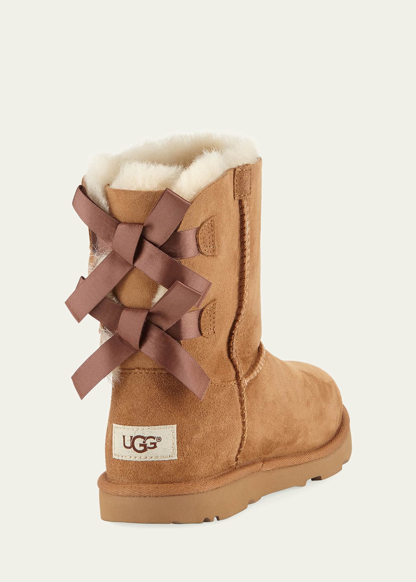 UGG Girl's Bailey Bow II Crisscross Ribbon Suede Boots, Kids Image 3 of 4