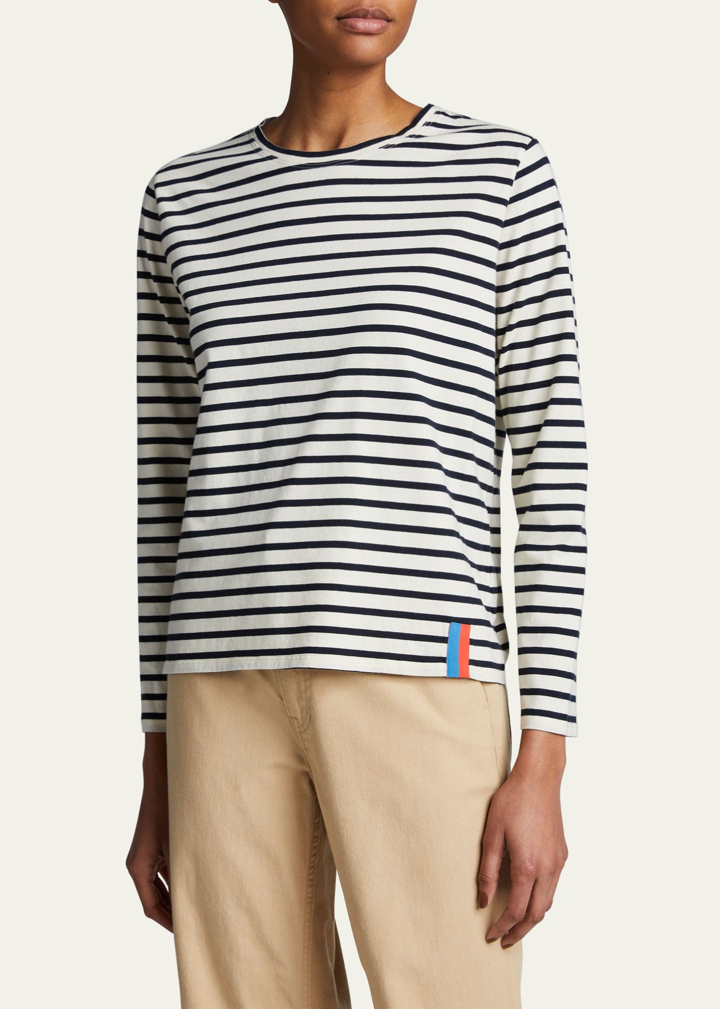 Kule Crewneck Long-Sleeve Striped Cotton Top Image 4 of 5