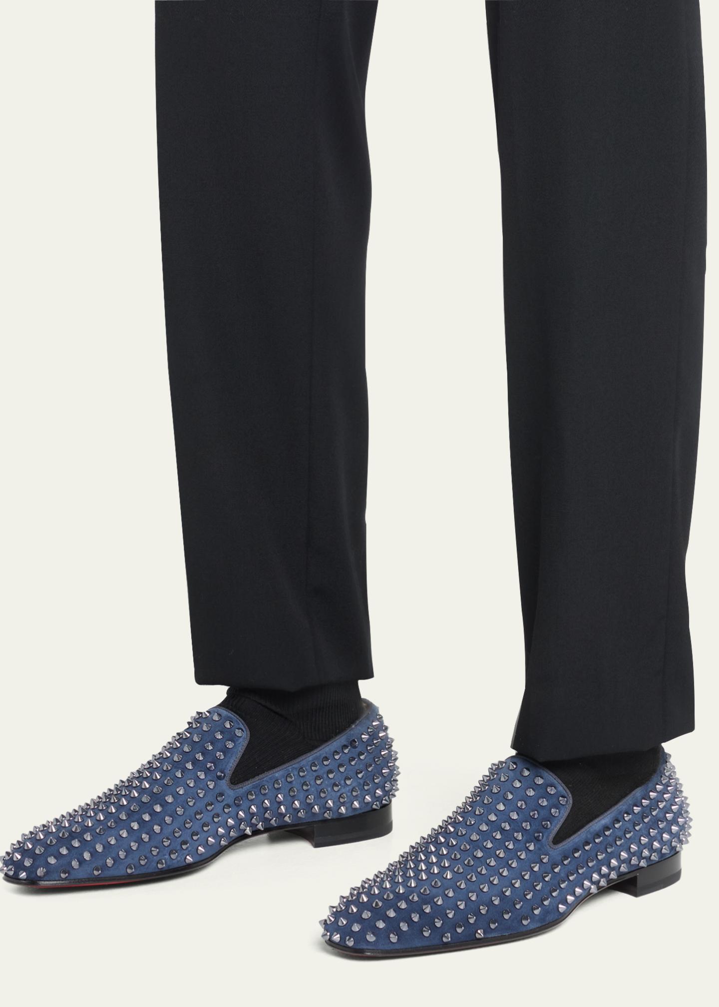 Shop Christian Louboutin Dandelion Spikes Smoking Slippers 