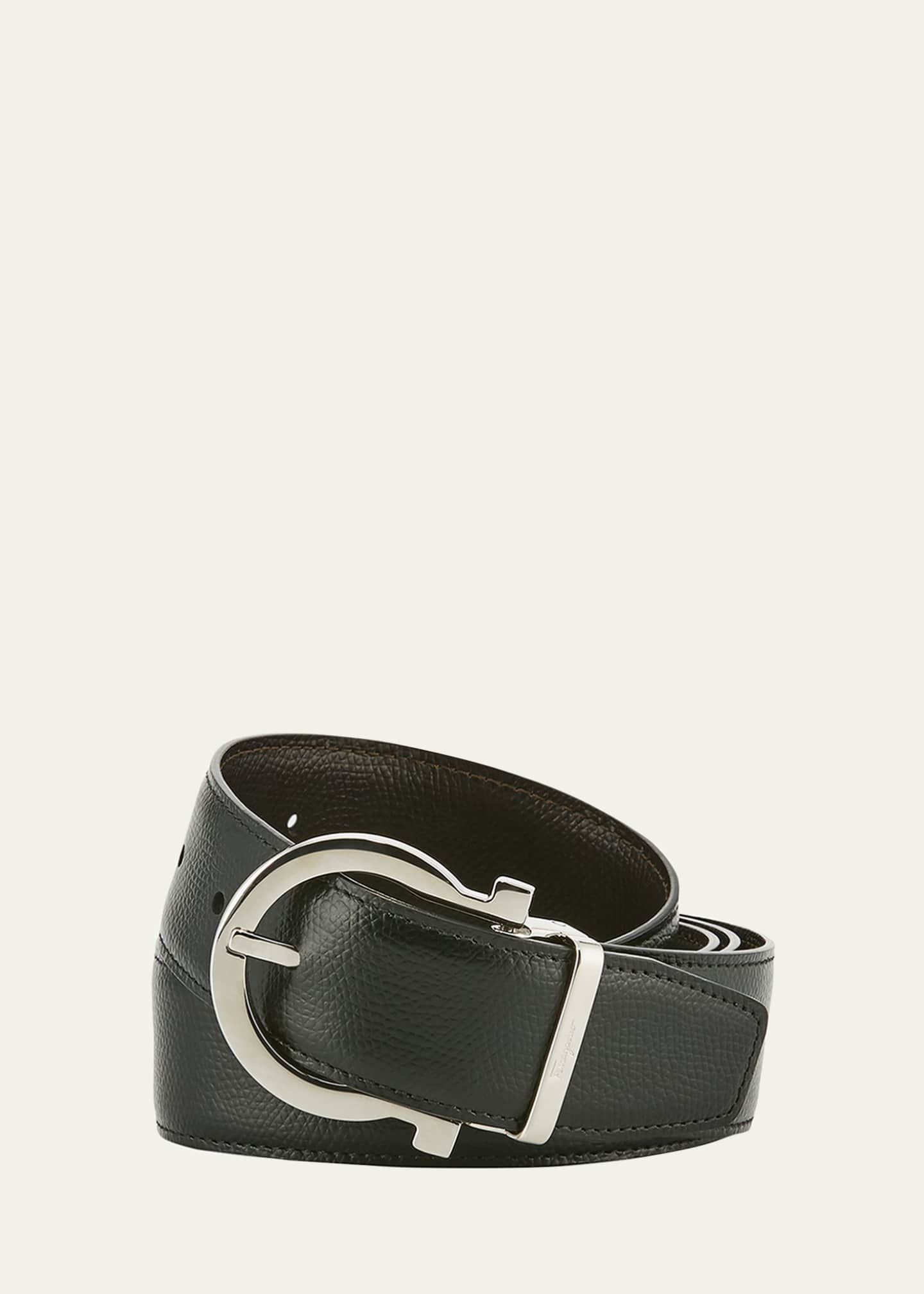 black ferragamo belt silver buckle