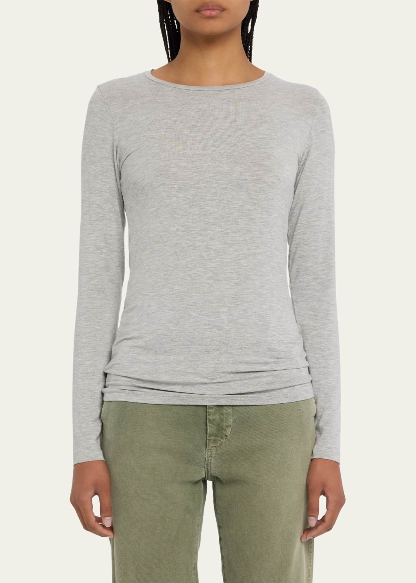Majestic Filatures Soft Touch Flat-Edge Long-Sleeve Crewneck Top Image 4 of 5
