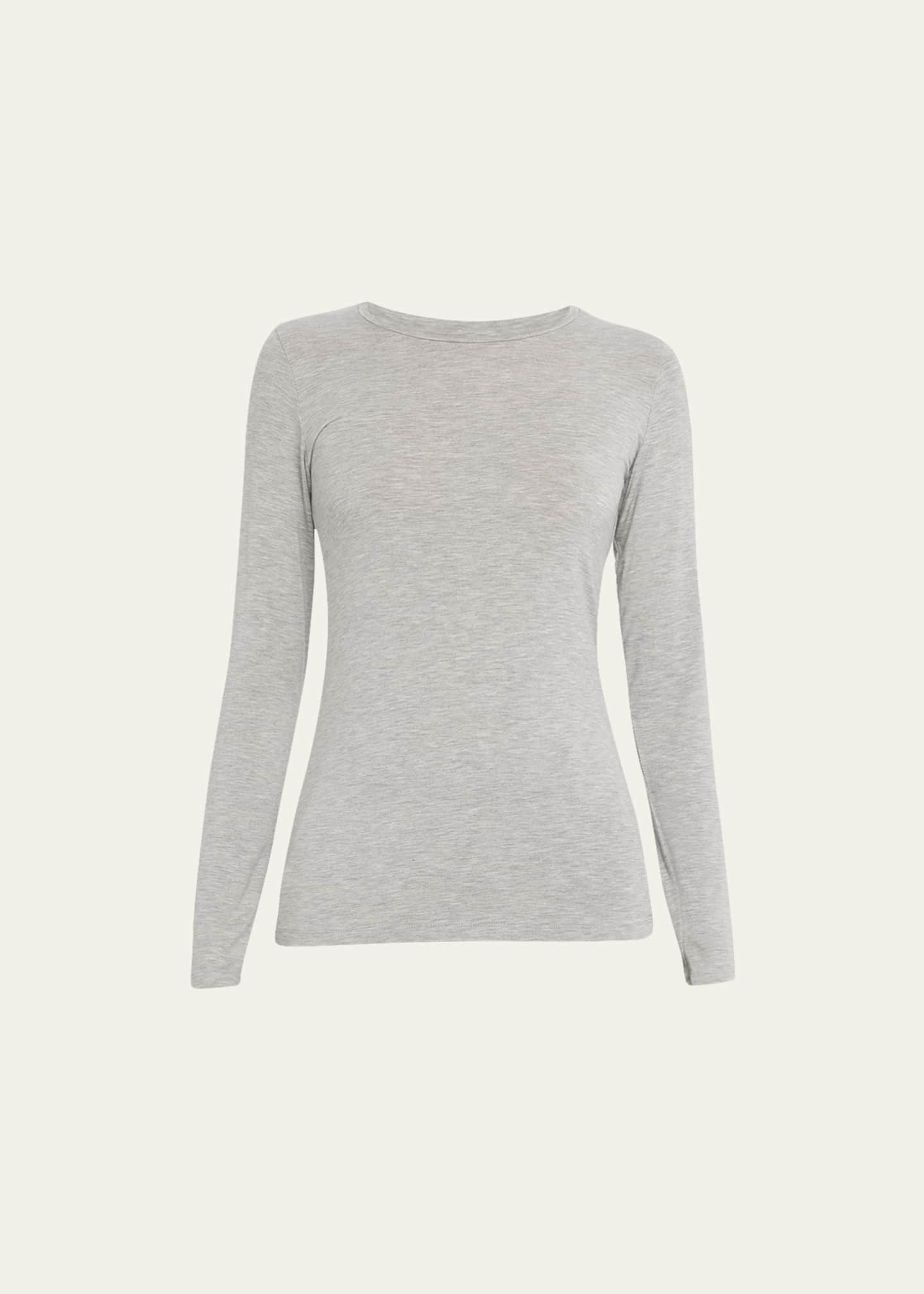Majestic Filatures Soft Touch Flat-Edge Long-Sleeve Crewneck Top Image 1 of 5
