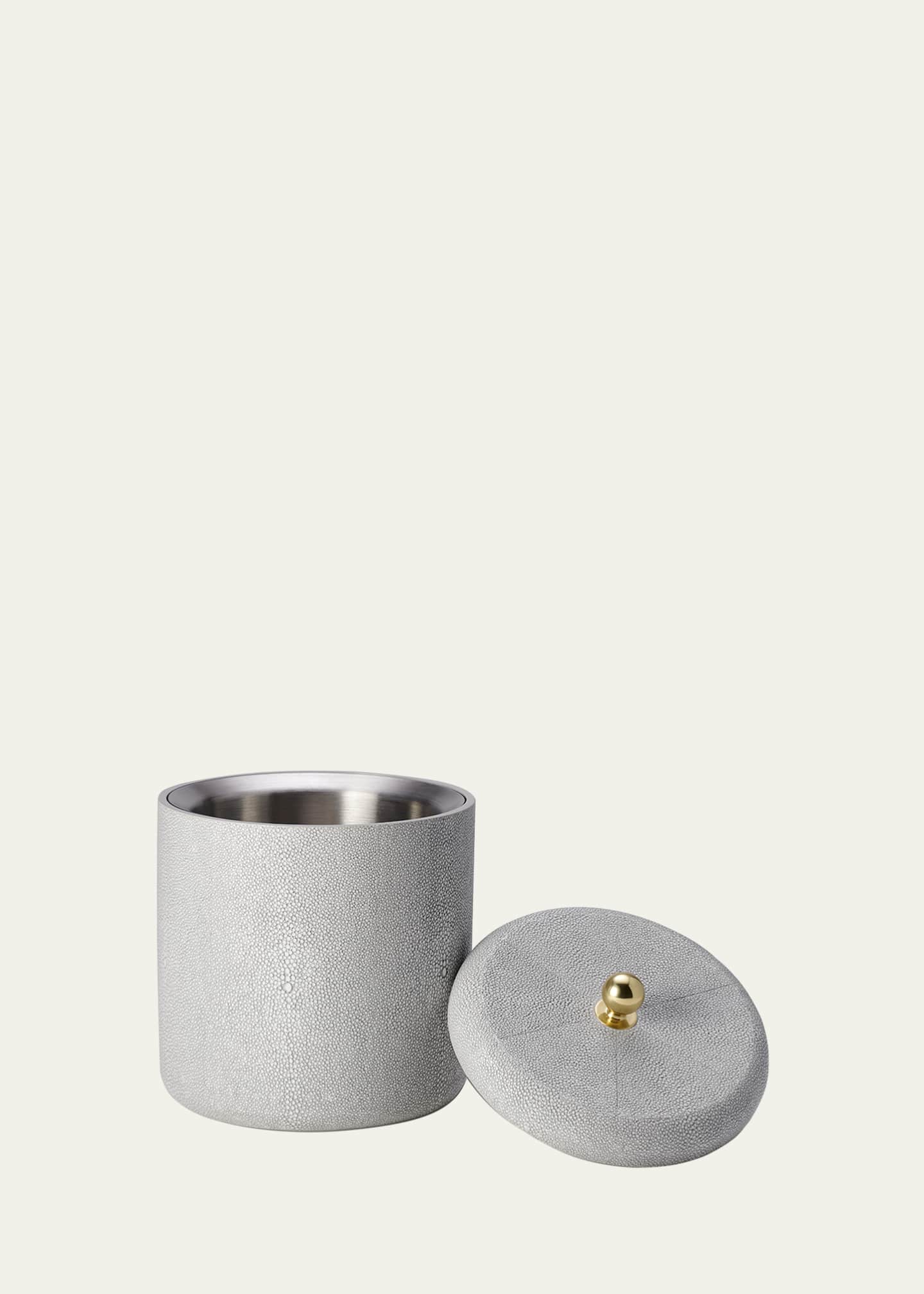 AERIN Faux Shagreen Ice Bucket, Chocolate Image 2 of 3