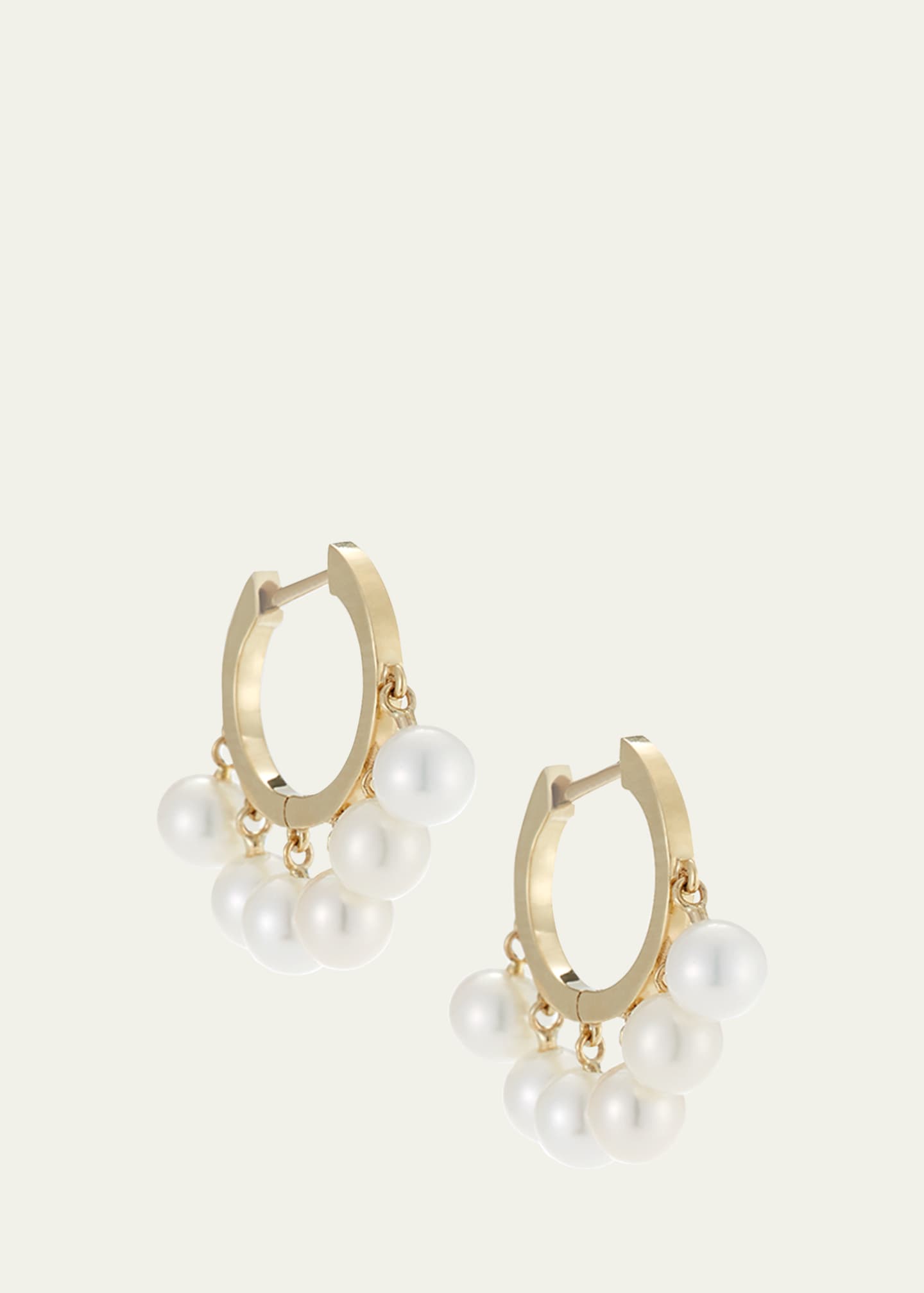 Sydney Evan Pearl Tassel Huggie Hoop Earrings Image 1 of 2