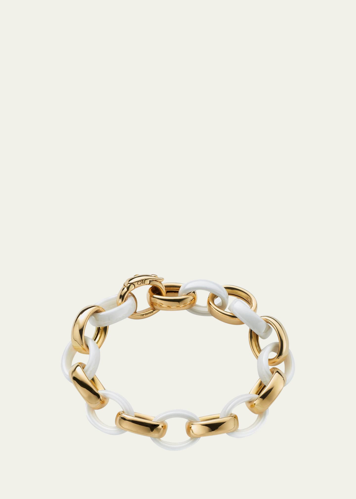 Monica Rich Kosann Yellow Gold & White Ceramic Link Bracelet